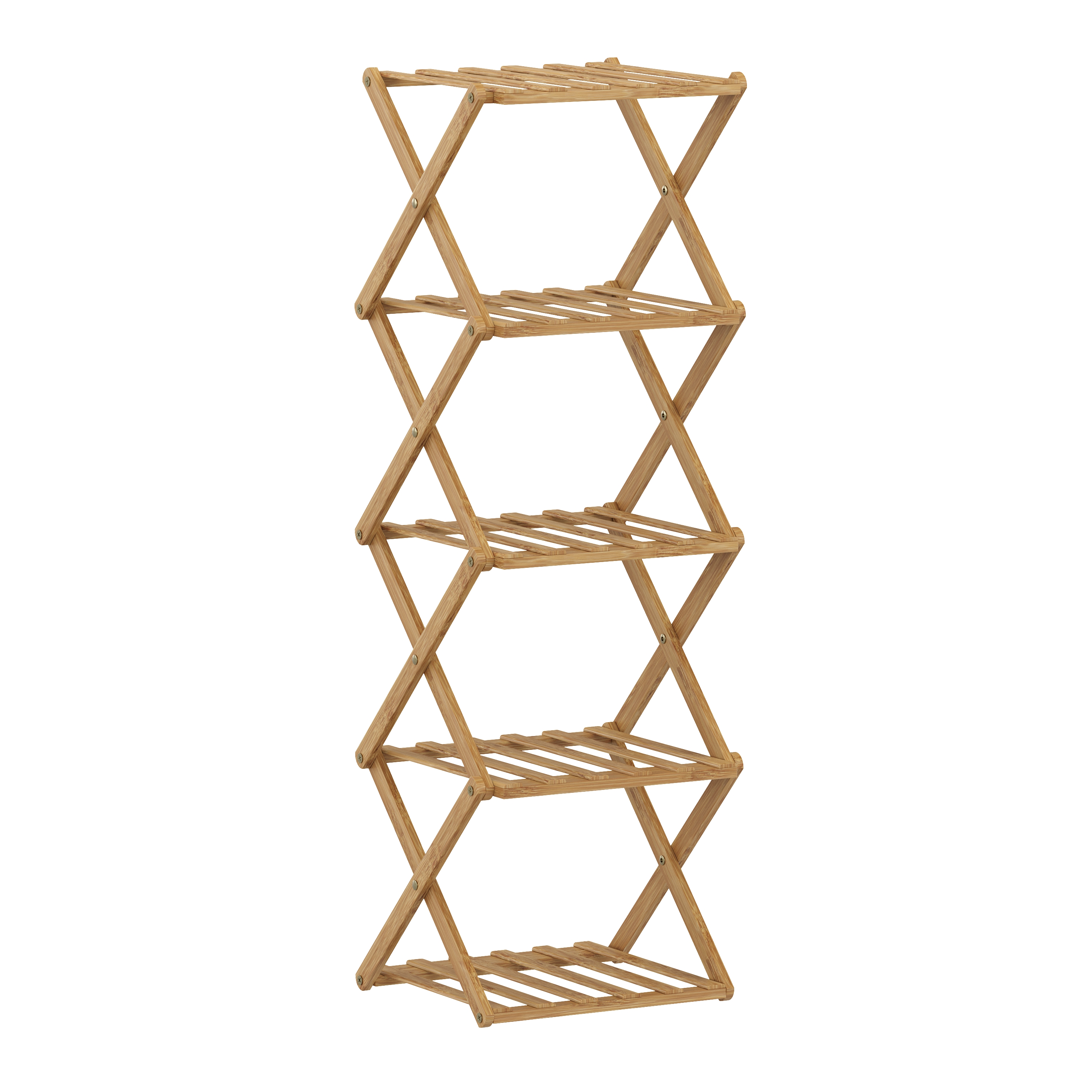 Schuhregal Bambus klappbar 5 Tablare 27 x 26 x 86 cm natur