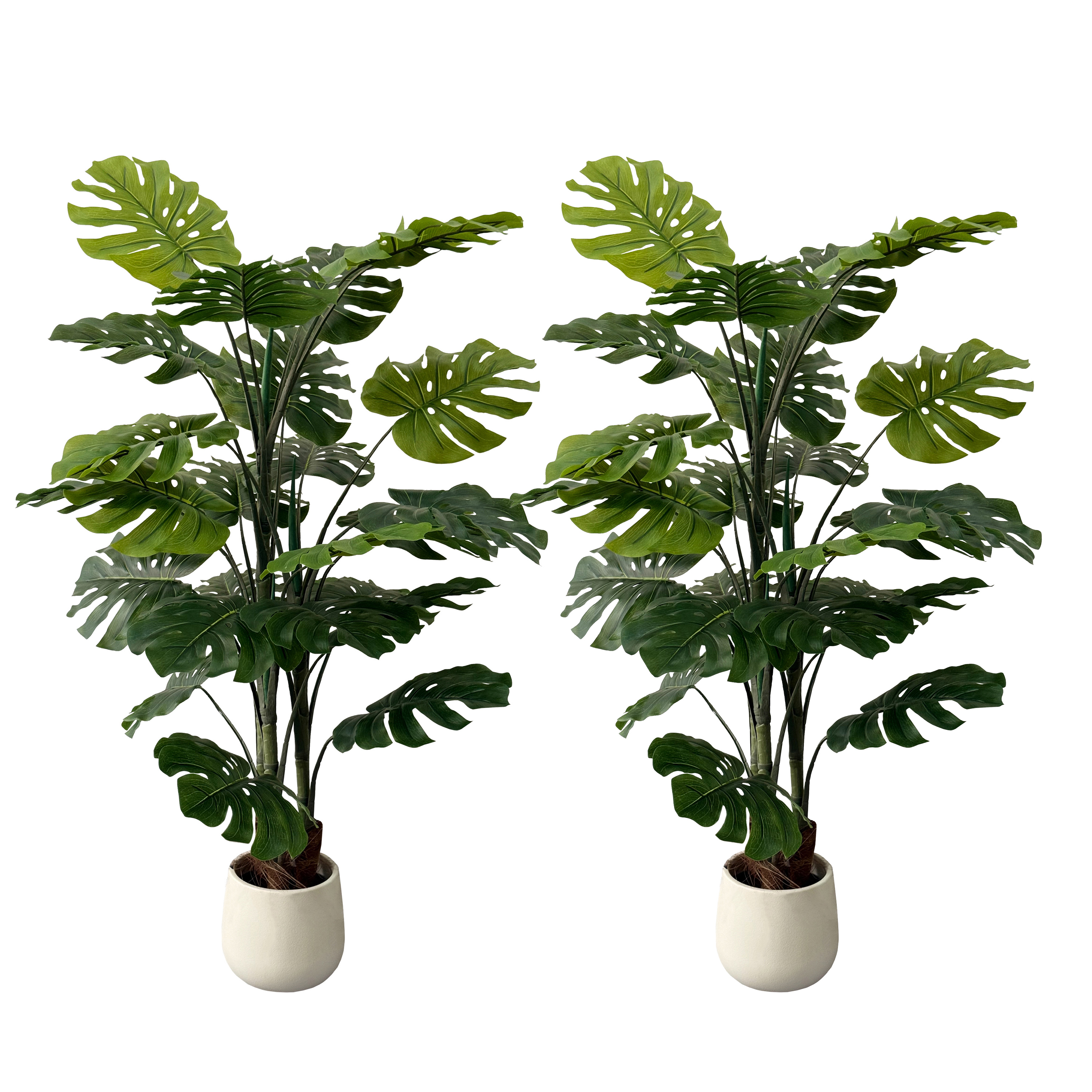 Monstera künstlich 140 cm mit Blumentopf 2er Set
