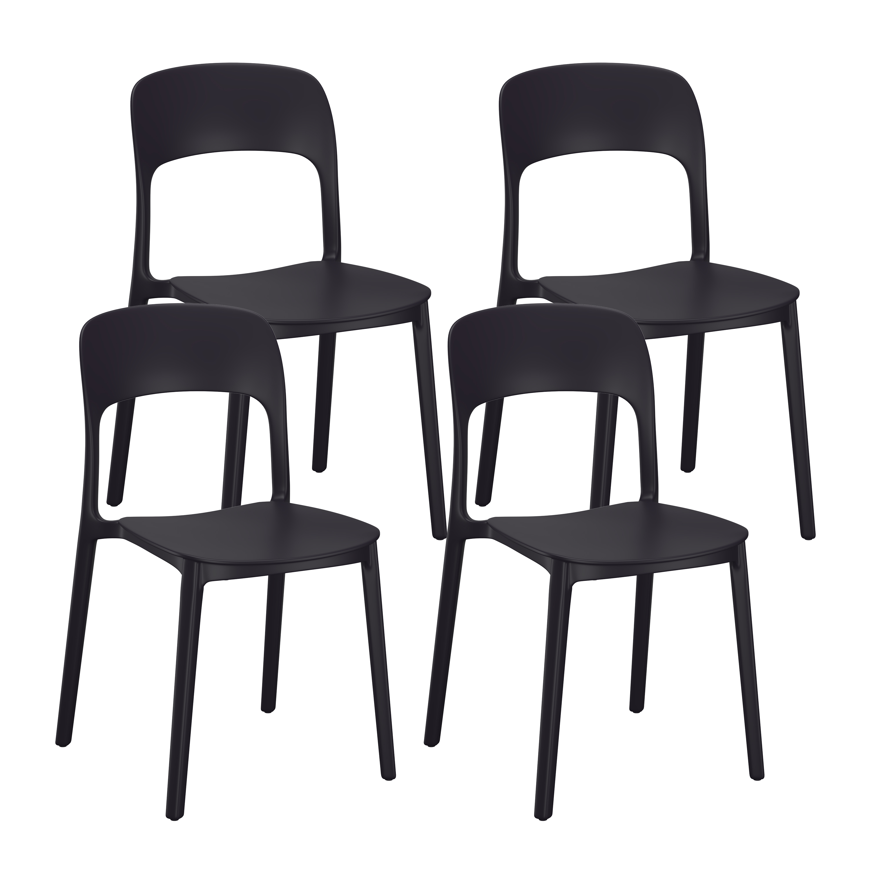 Esszimmerstuhl Gartenstuhl ZORA 4er Set schwarz