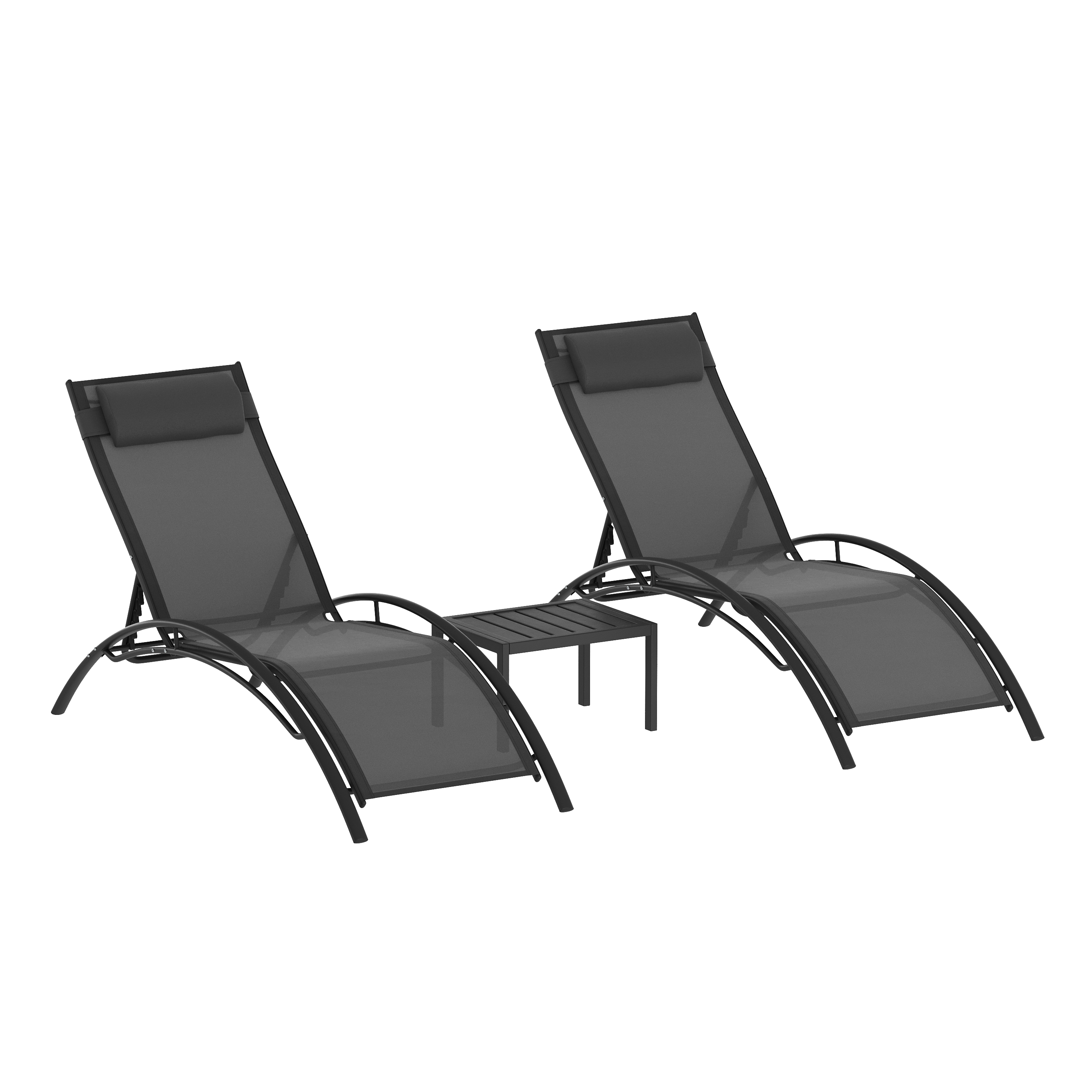 Liegestuhl BEXLEY 2er Set mit Tisch anthrazit