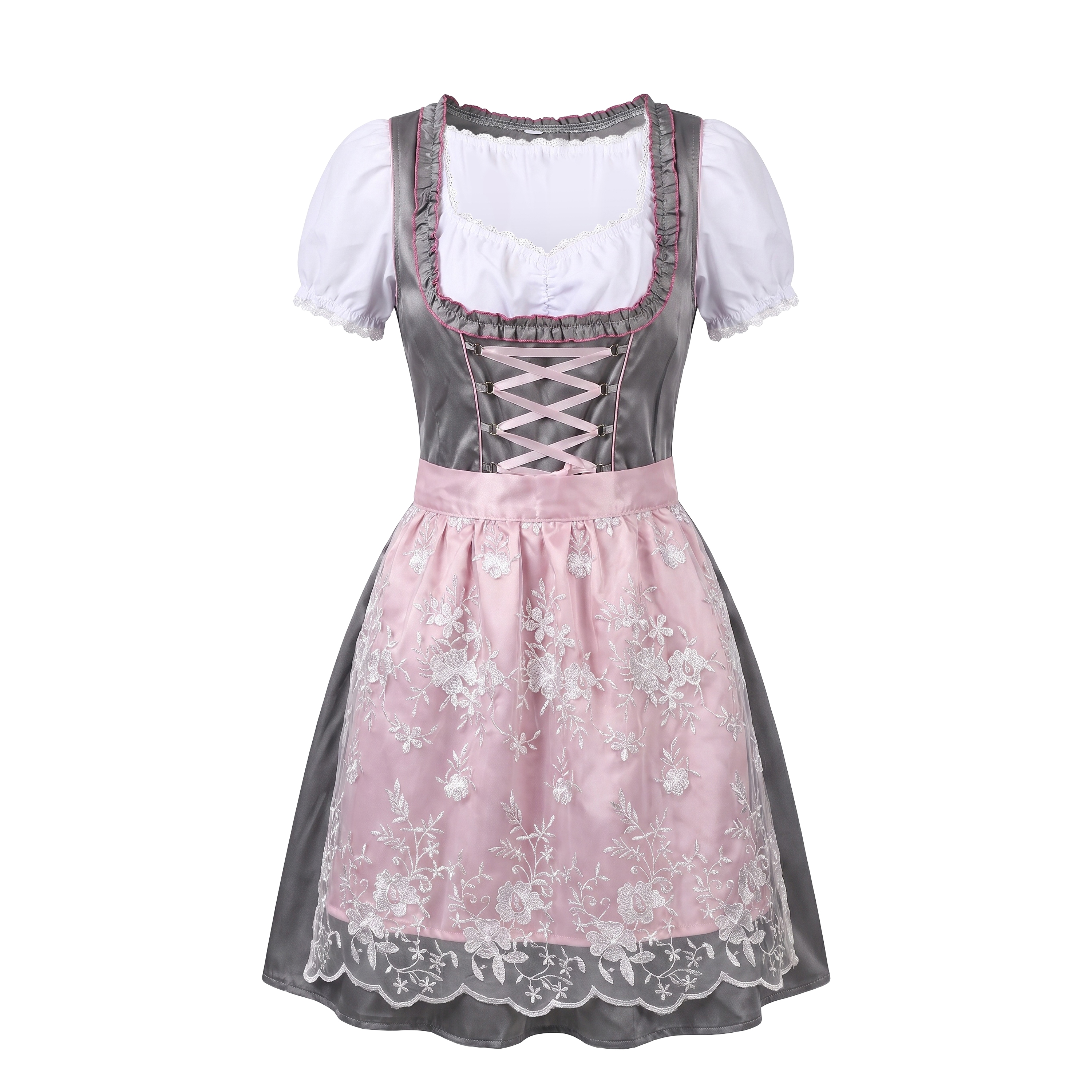 Dirndl Kleid grau/rosa Grösse 34