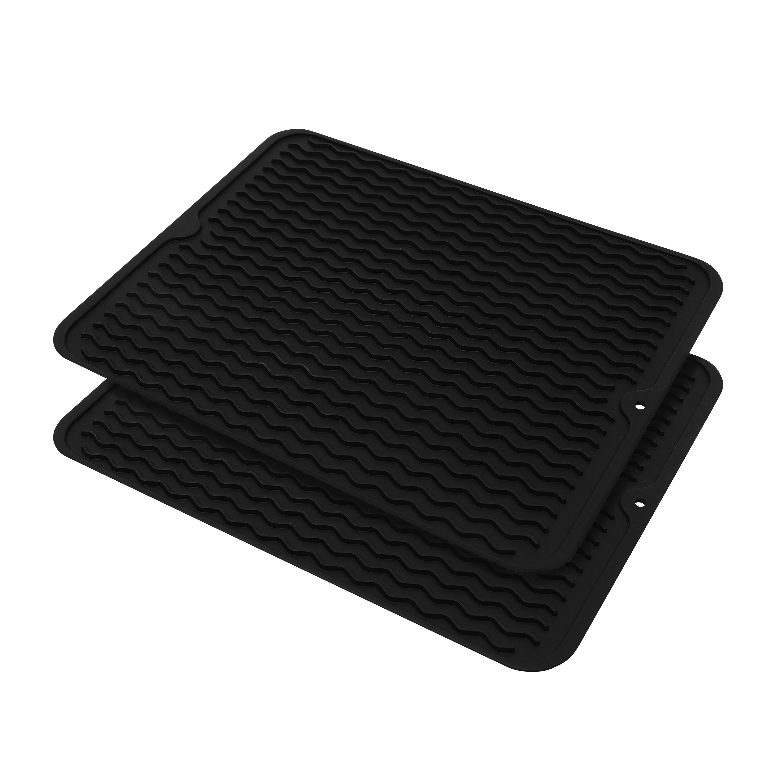 Abtropfmatte Silikon 40 x 30 cm 2er Set schwarz