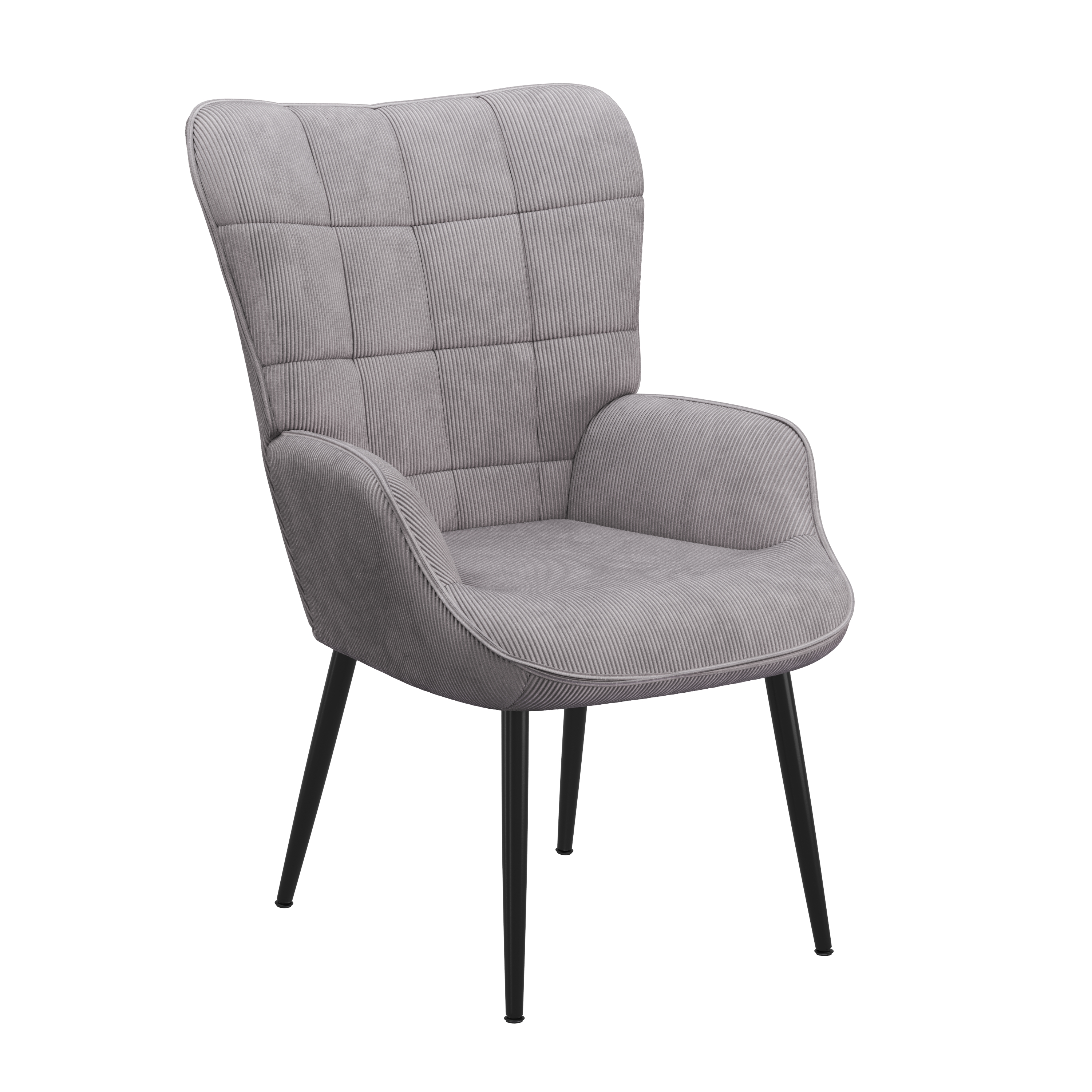 Sessel mit Hocker Cord TEODORIO hellgrau