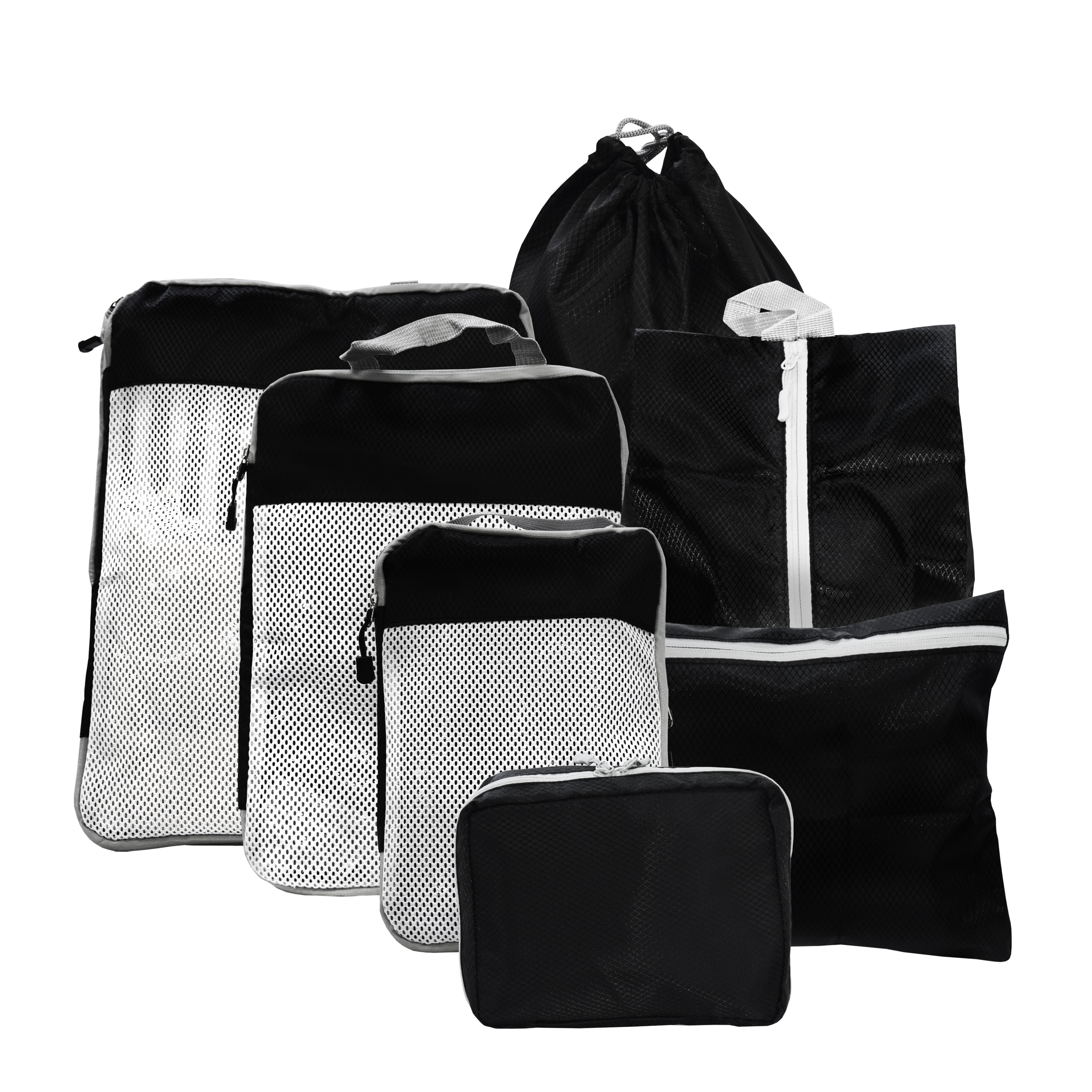 Reiseorganizer Set mit Kompressionsfunktion 7-teilig schwarz
