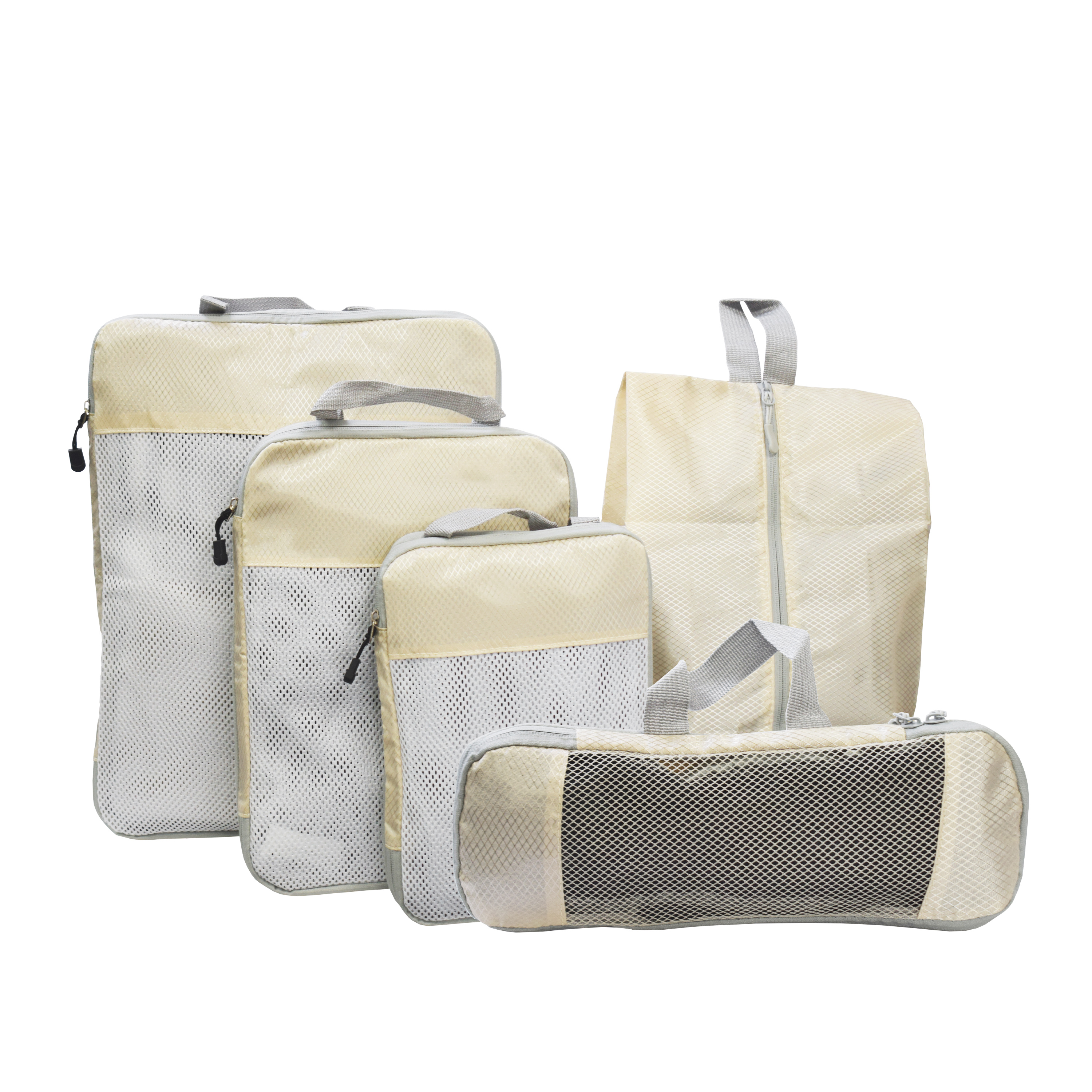 Reiseorganizer Set mit Kompressionsfunktion 5-teilig beige