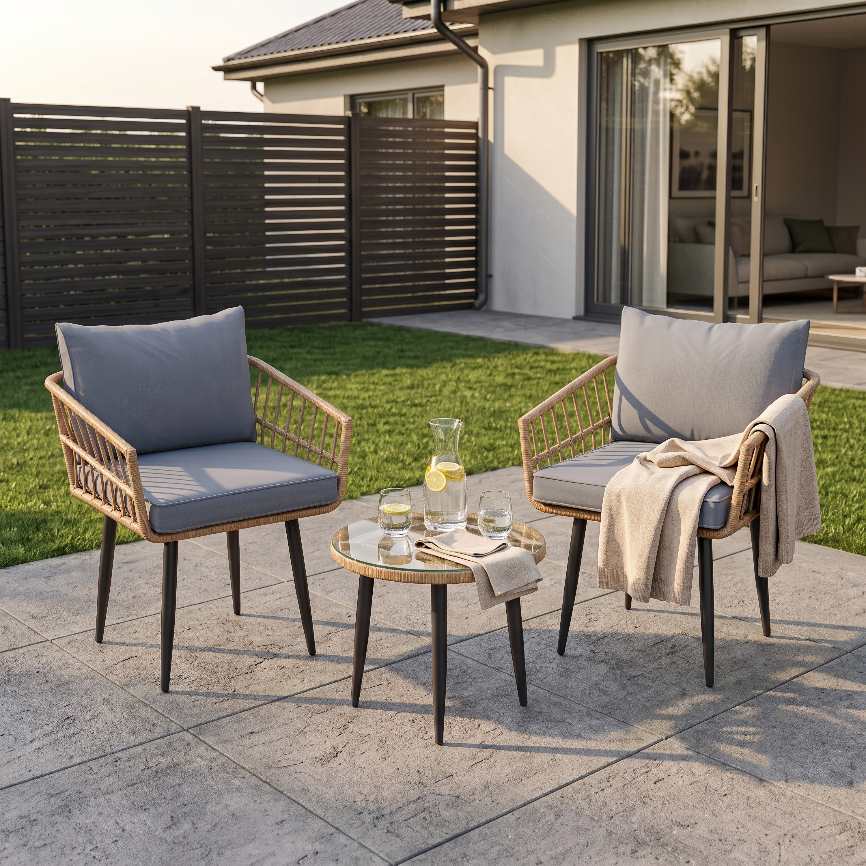 Gartenmöbel Set ISOLDA 3-teilig beige/anthrazit