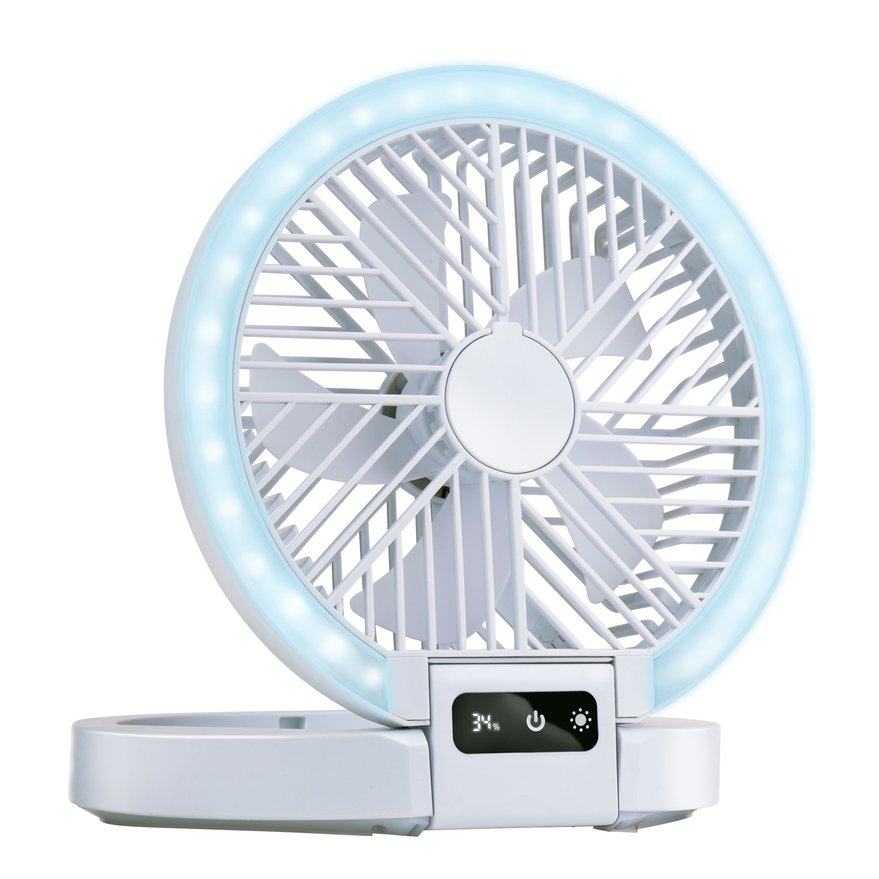 Tischventilator 5 Stufen mit USB und LED weiss