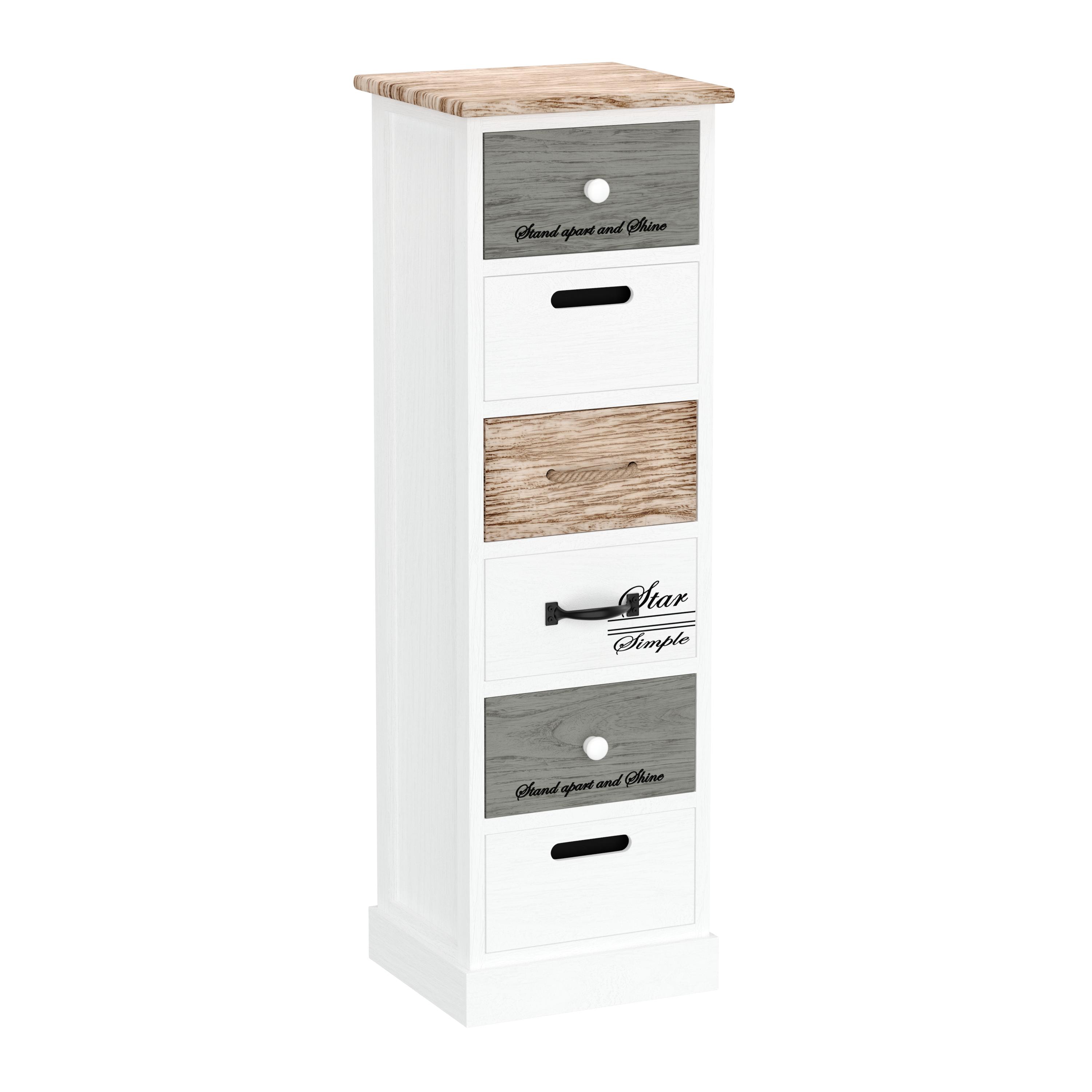 Kommode HALDEN 6 Schubladen 28 x 91 x 25 cm weiss/natur