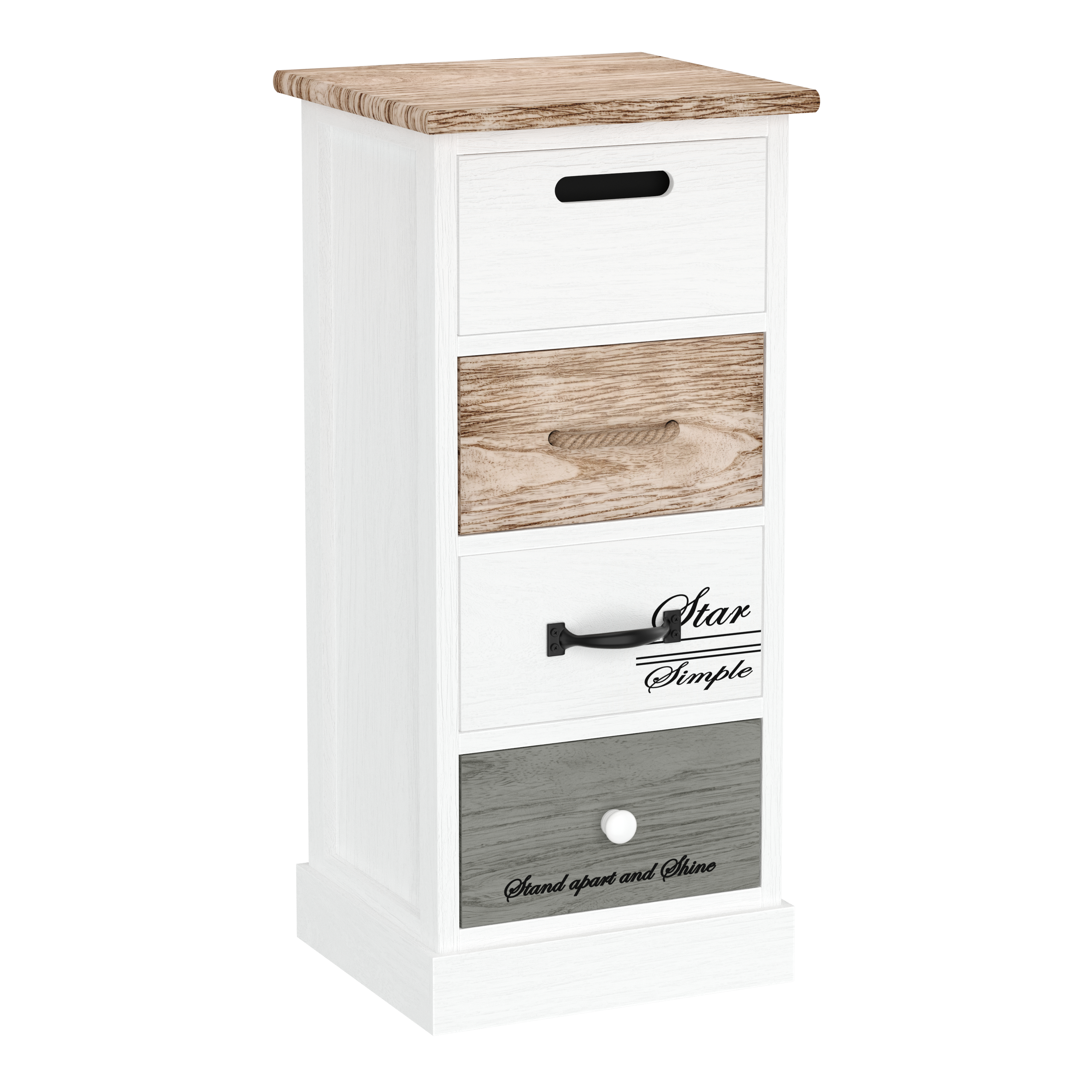 Kommode HALDEN 4 Schubladen  28 x 63 x 27 cm weiss/natur