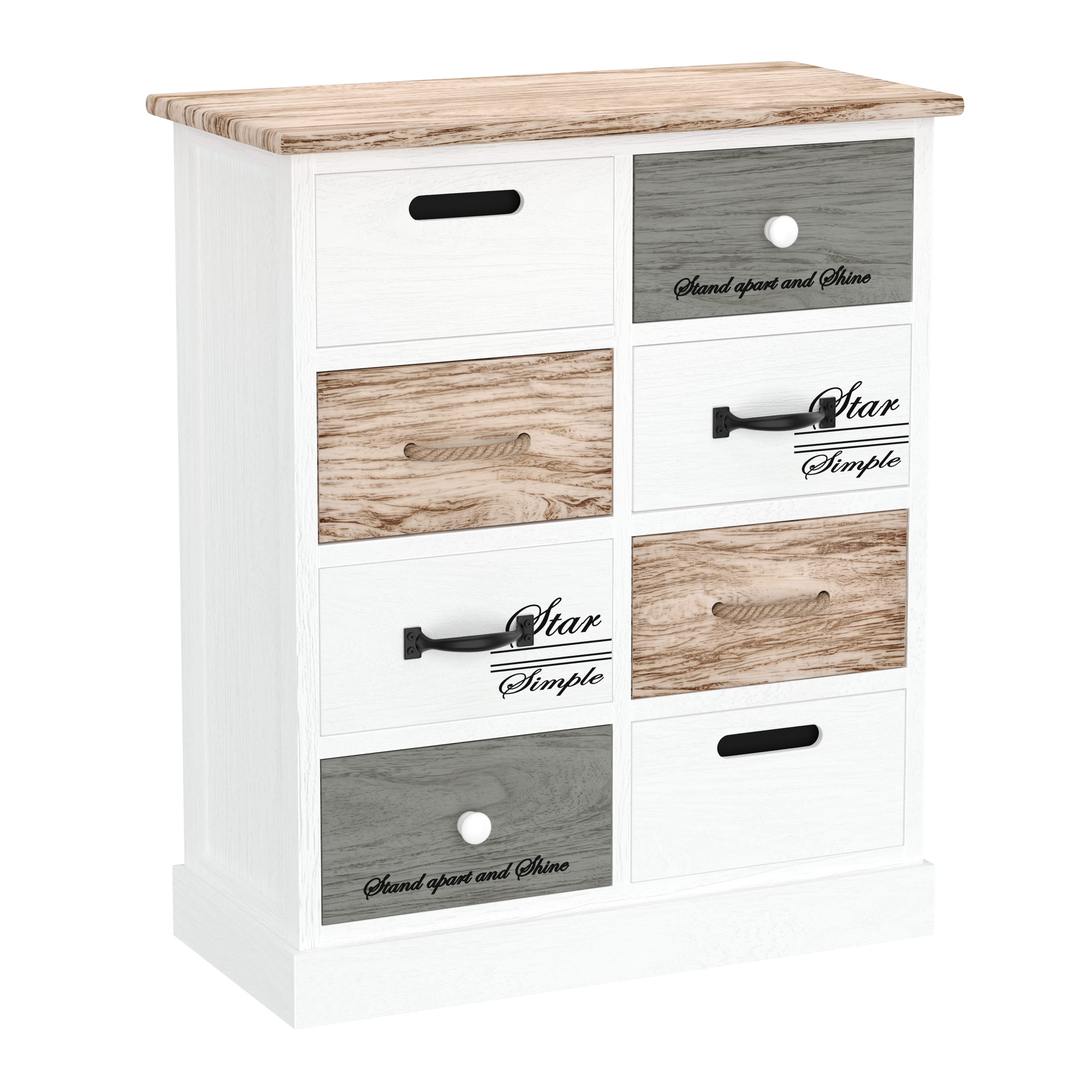 Kommode HALDEN 8 Schubladen 54 x 64 cm weiss/natur