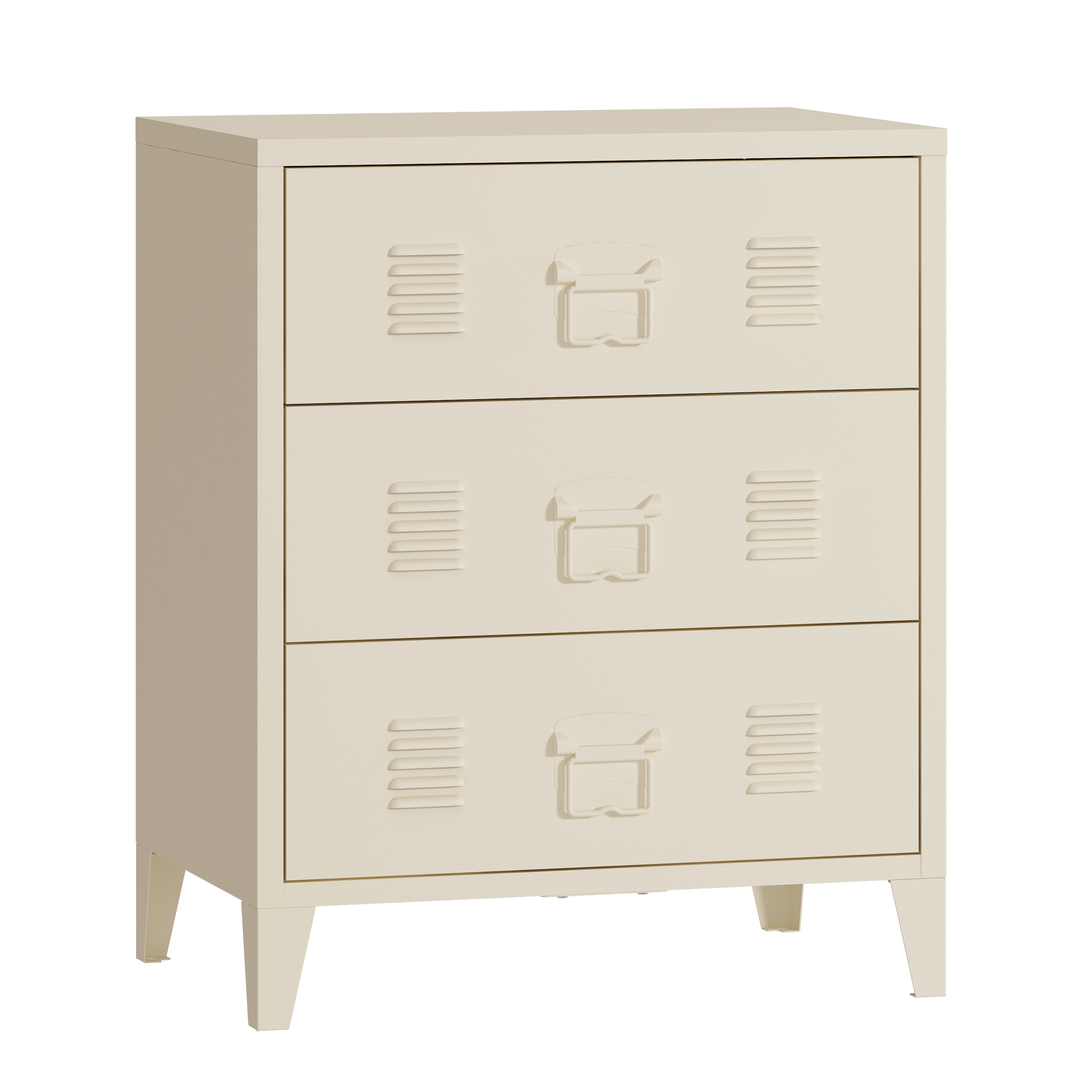 Kommode Metall JEFF 3 Schubladen 60 x 40 x 72 cm mattbeige