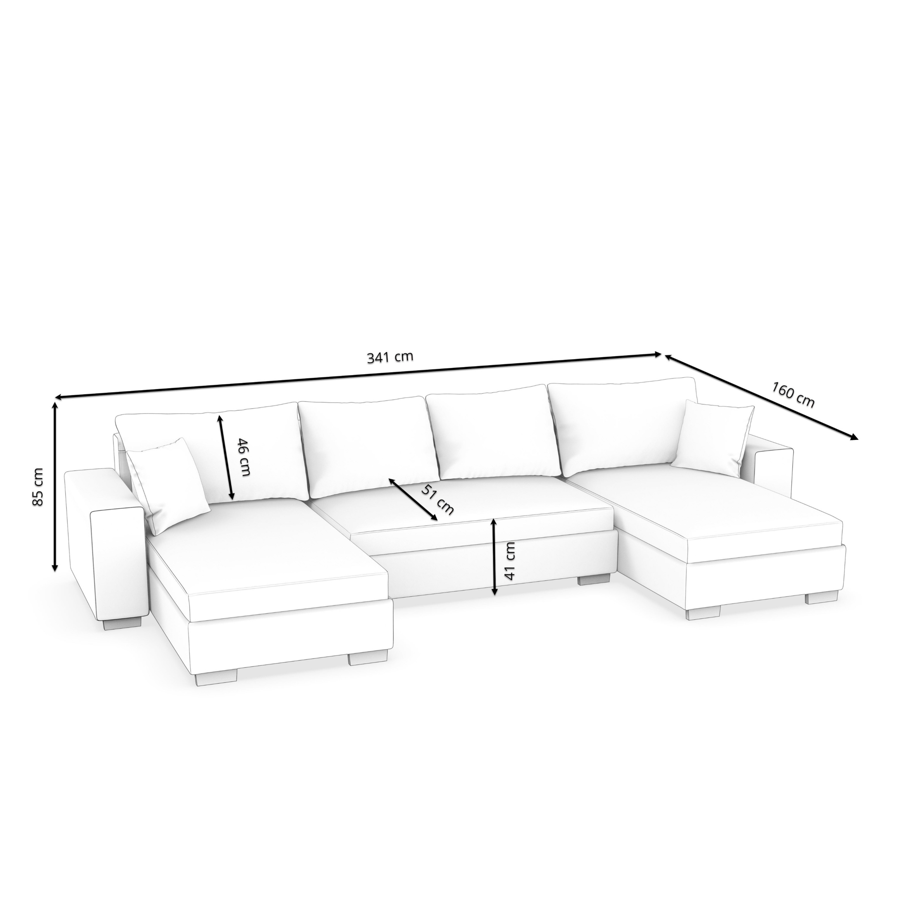 3986 Form Sofa with sleep function EROS u-shape grey/white | Online Shop Gonser ...
