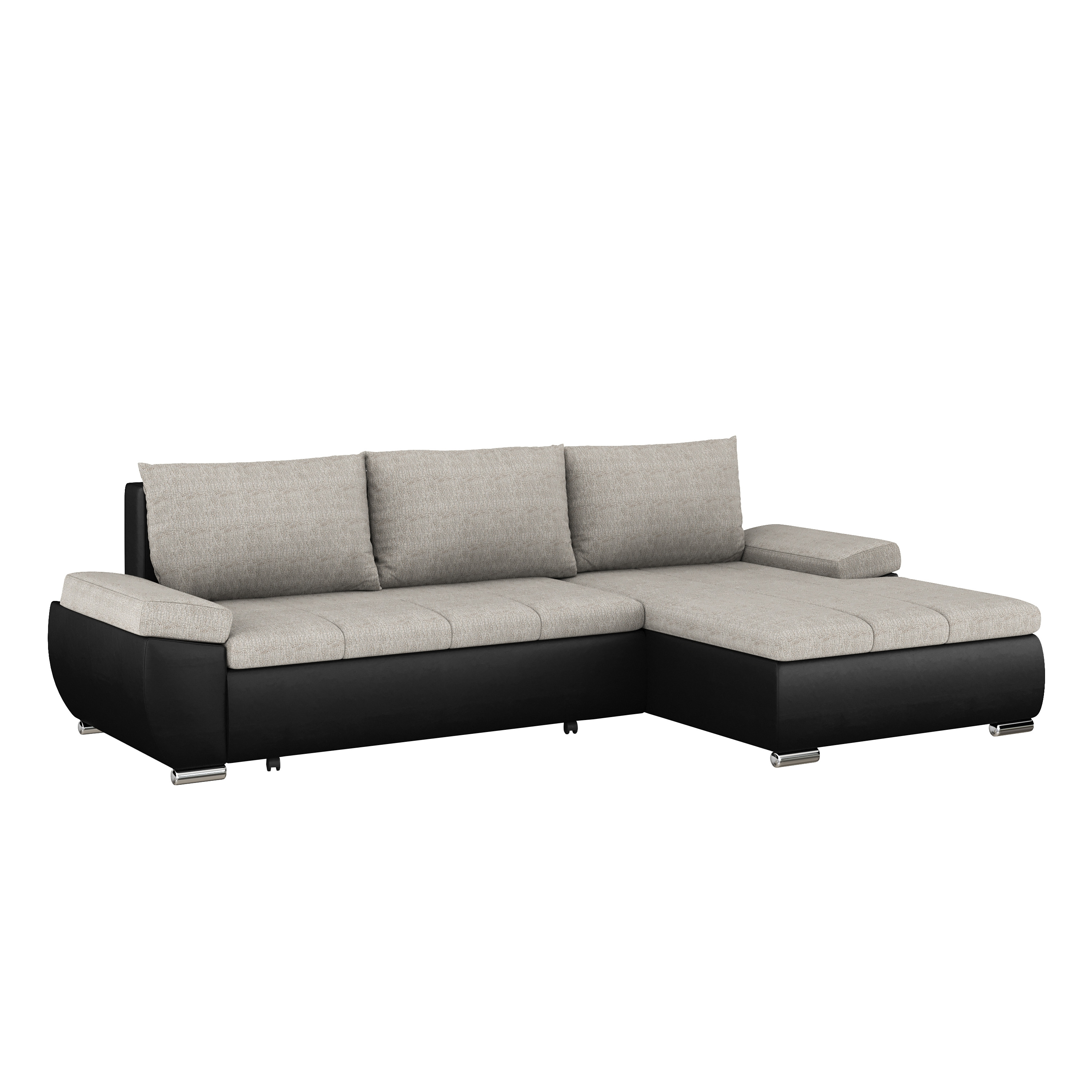 Ecksofa mit Schlaffunktion KIRA rechts schwarz/grau