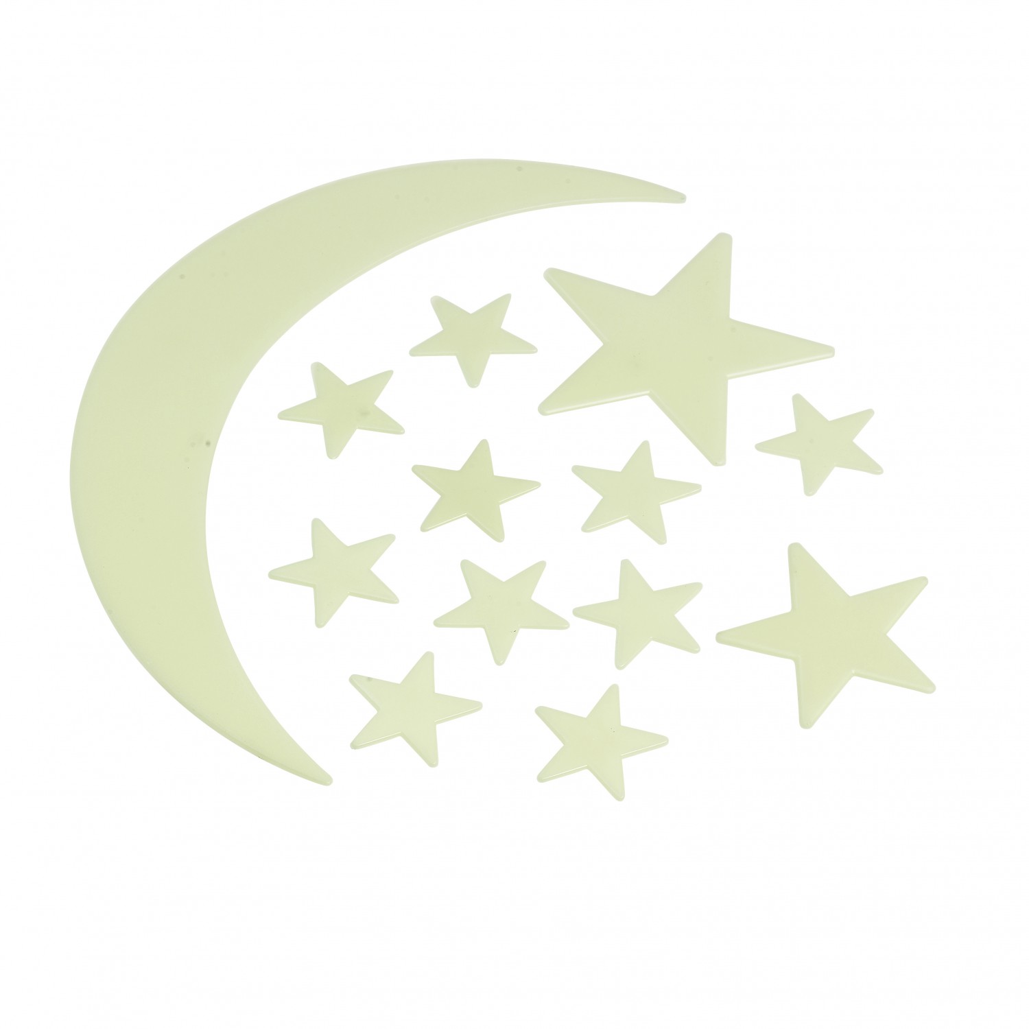 Leuchtender Mond + Sterne zum Kleben