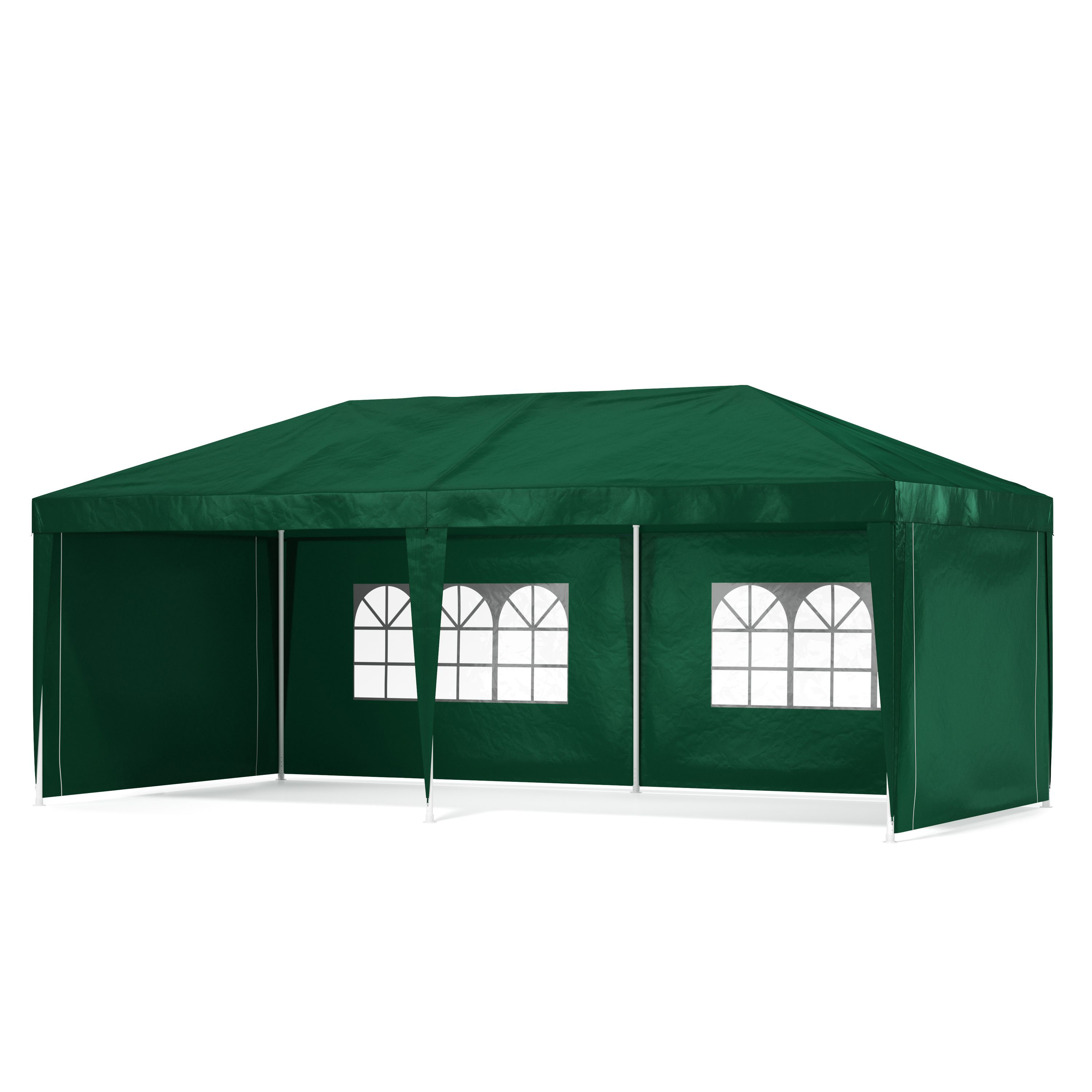 Pavillon LINU 6 x 3 m grün inkl. 6 Seitenwände