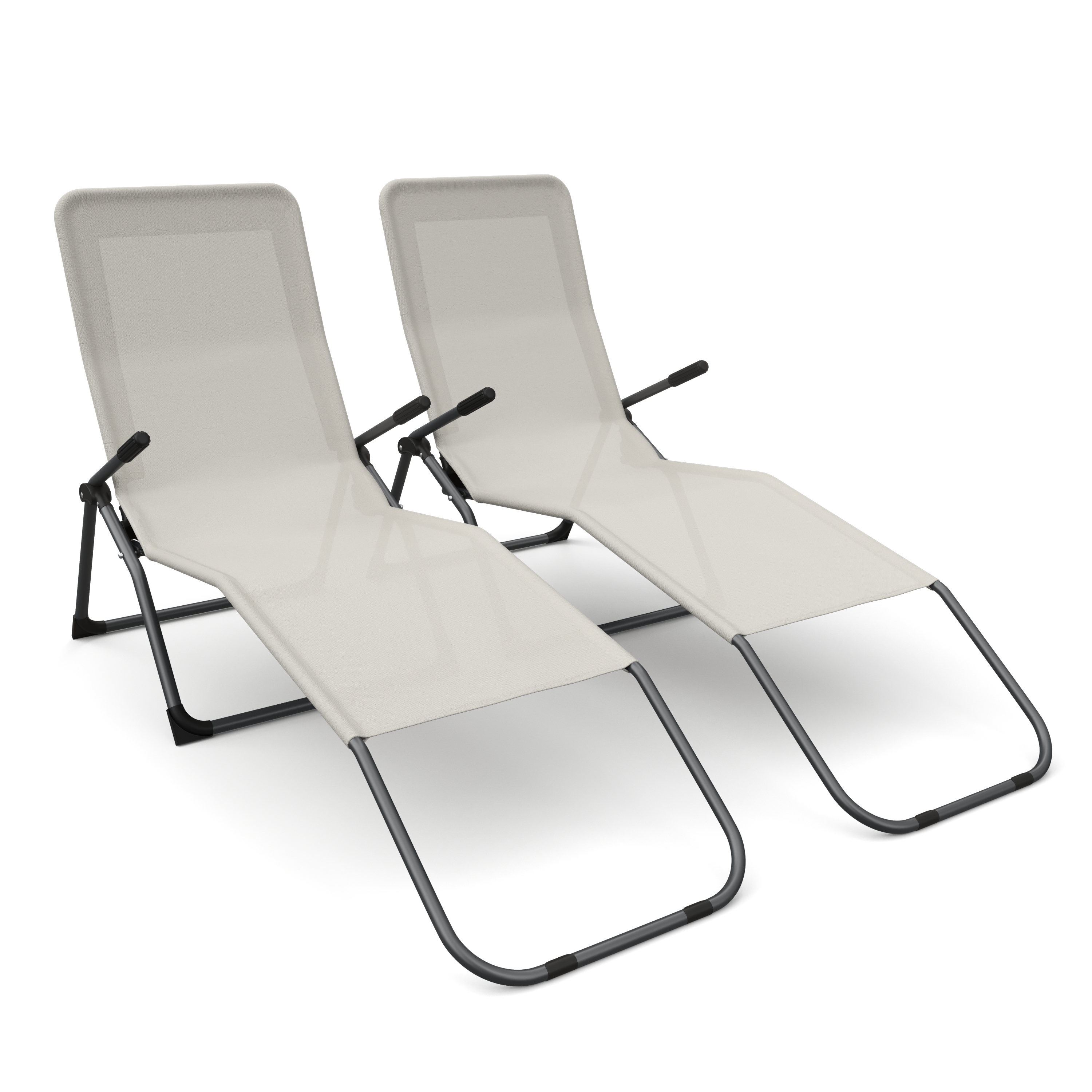 Liegestuhl beige 2er Set