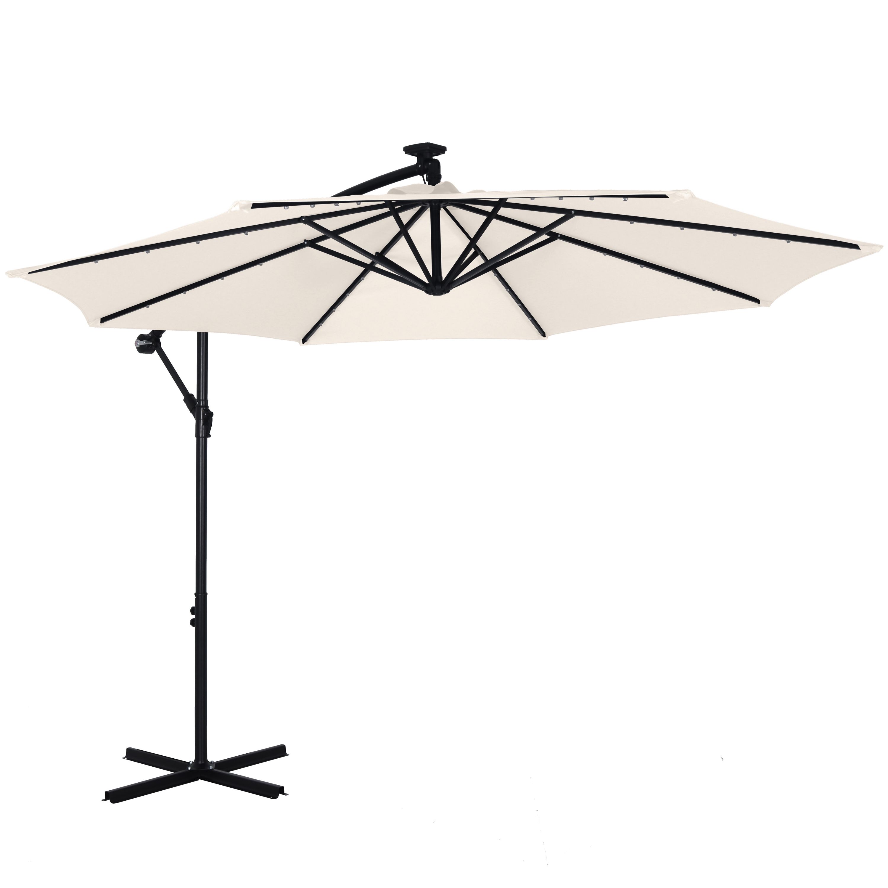 Sonnenschirm Ampelschirm BAY mit LED 300 cm weiss