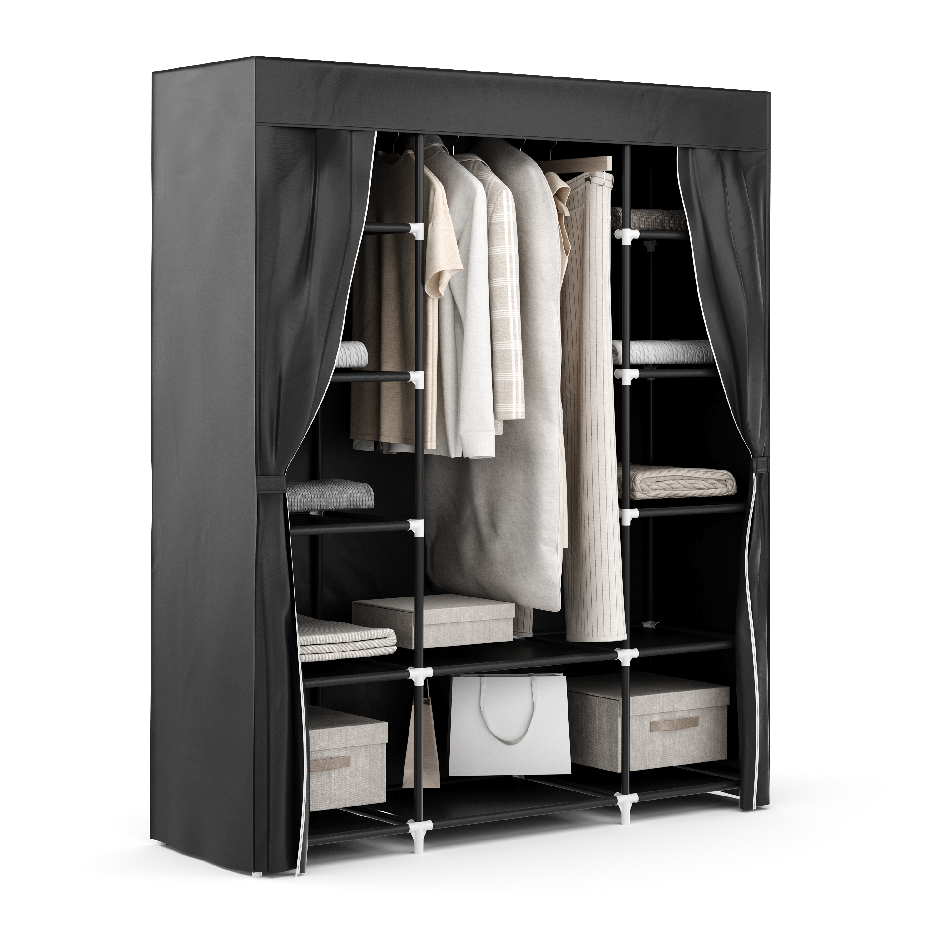 Faltschrank 150 x 45 x 180 cm schwarz