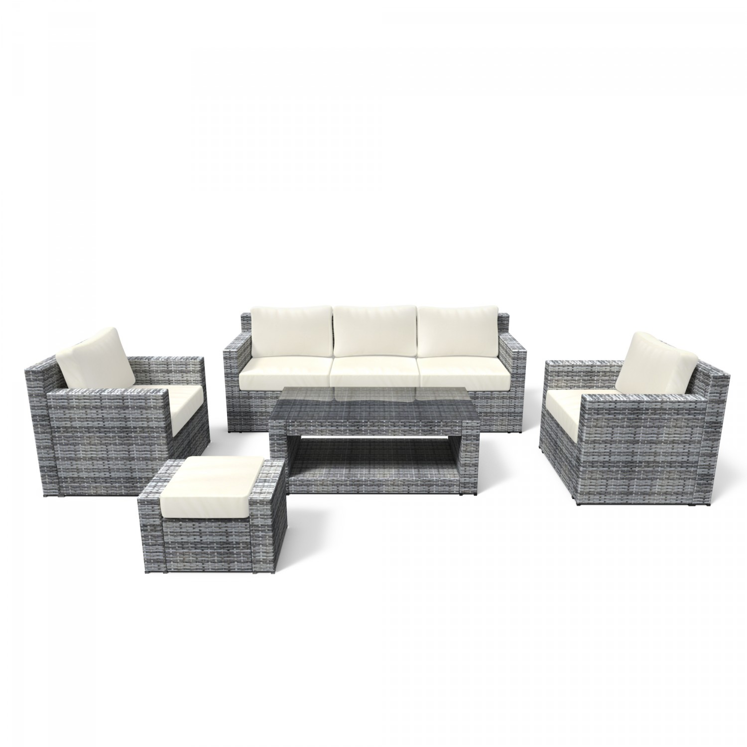 Rattanlounge MANILA grau/beige