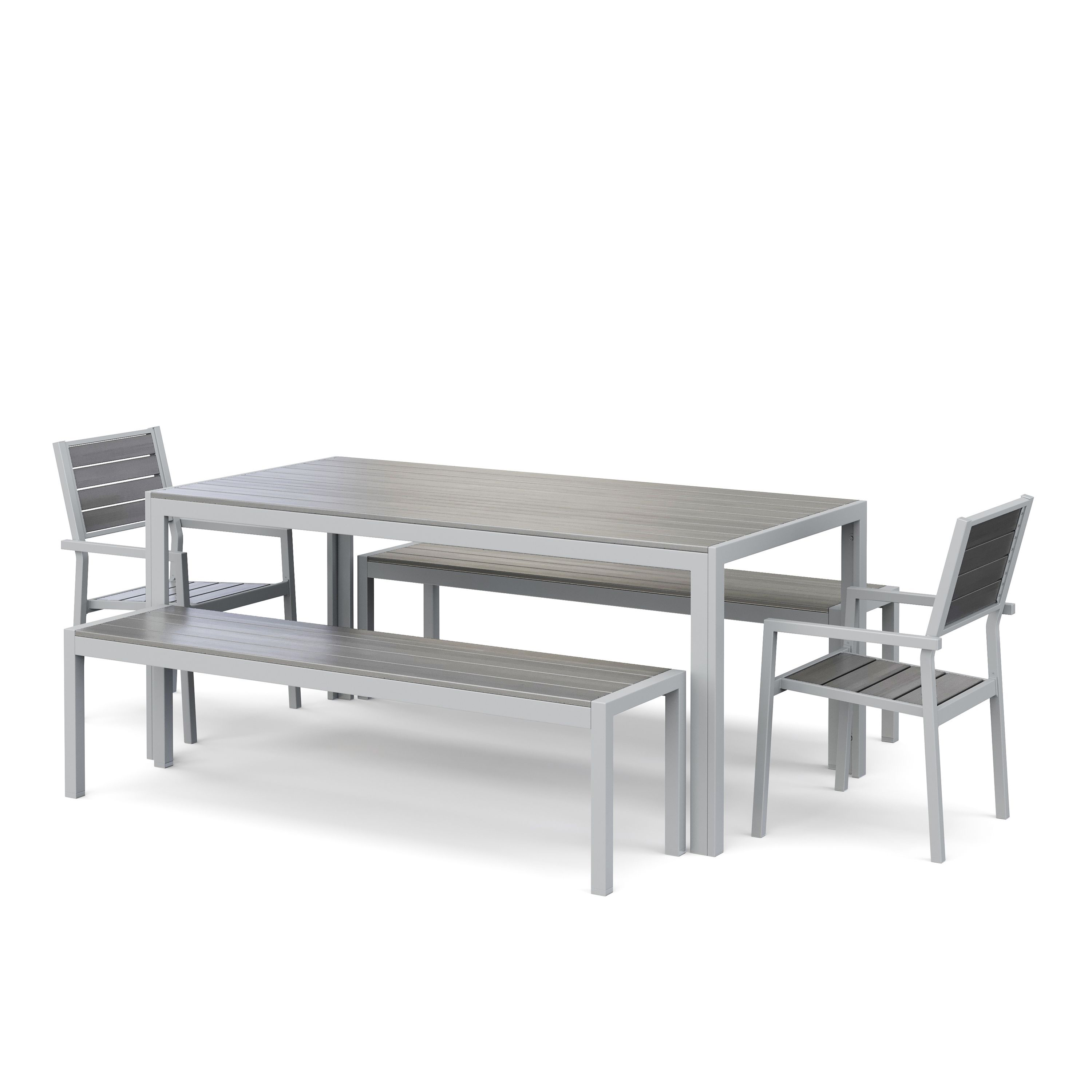 Gartenmöbel Set ZILO 2 Stühle + 2 Bänke grau