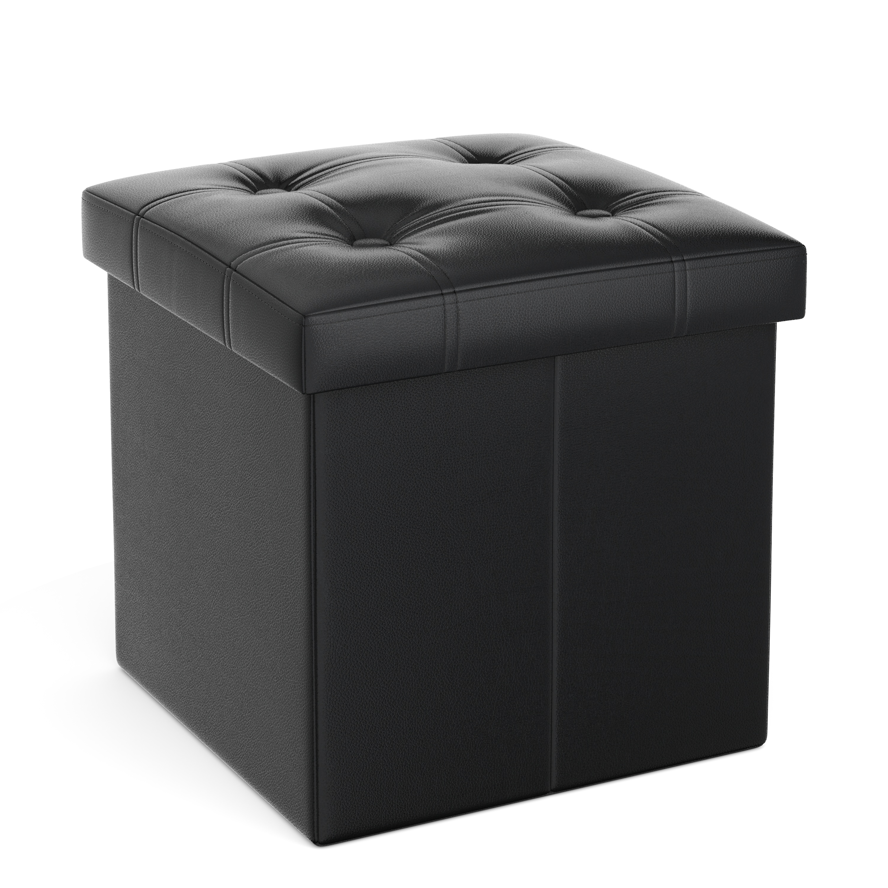 Sitzwürfel Leder BEN 38 x 38 cm schwarz