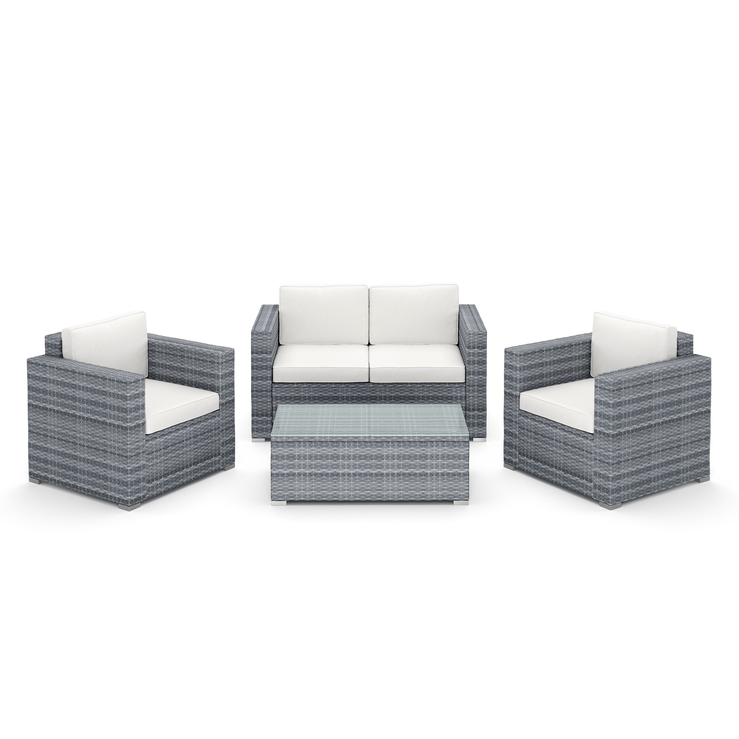 Rattanlounge VENEZIA grau/beige