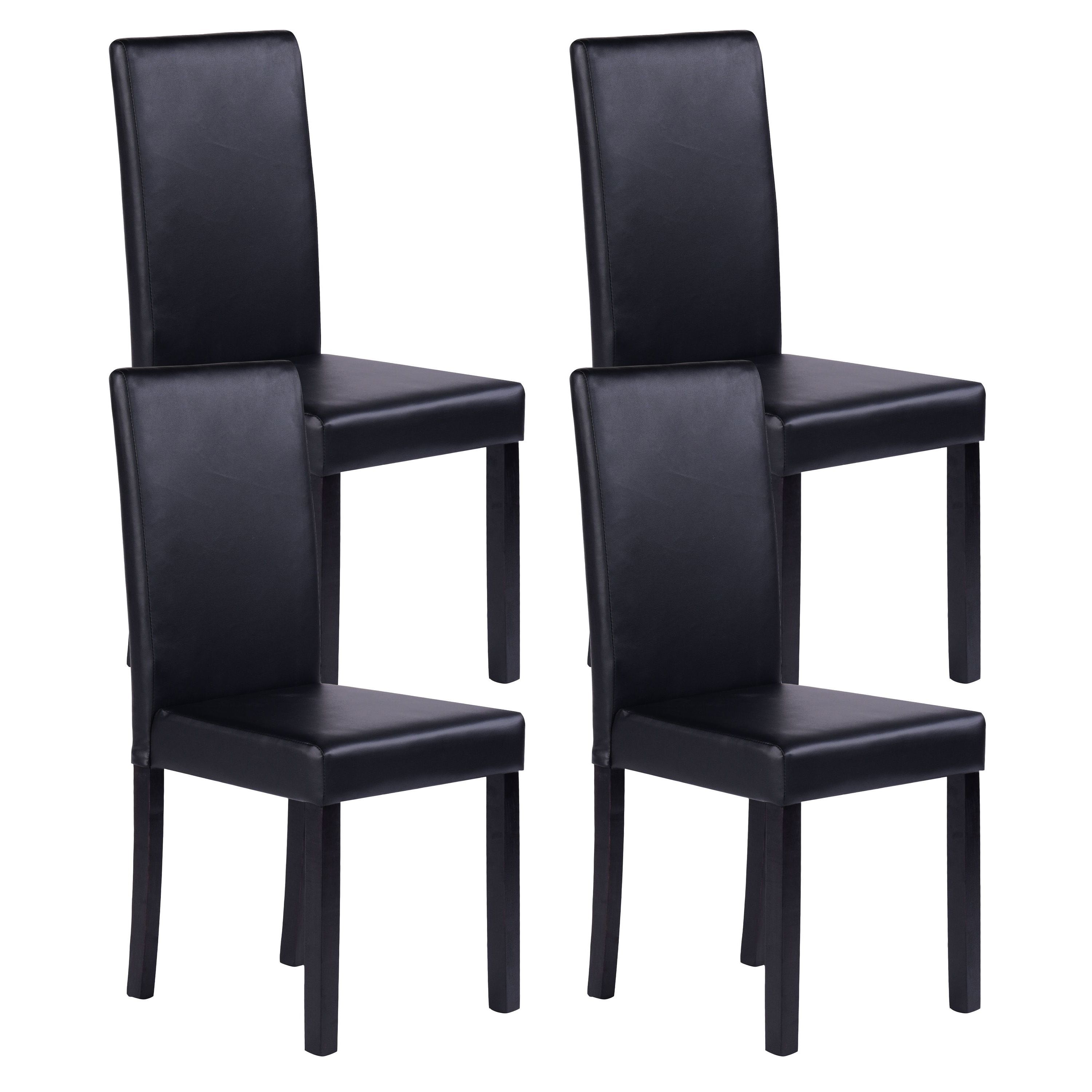 Esszimmerstuhl Leder NICK 4er Set schwarz