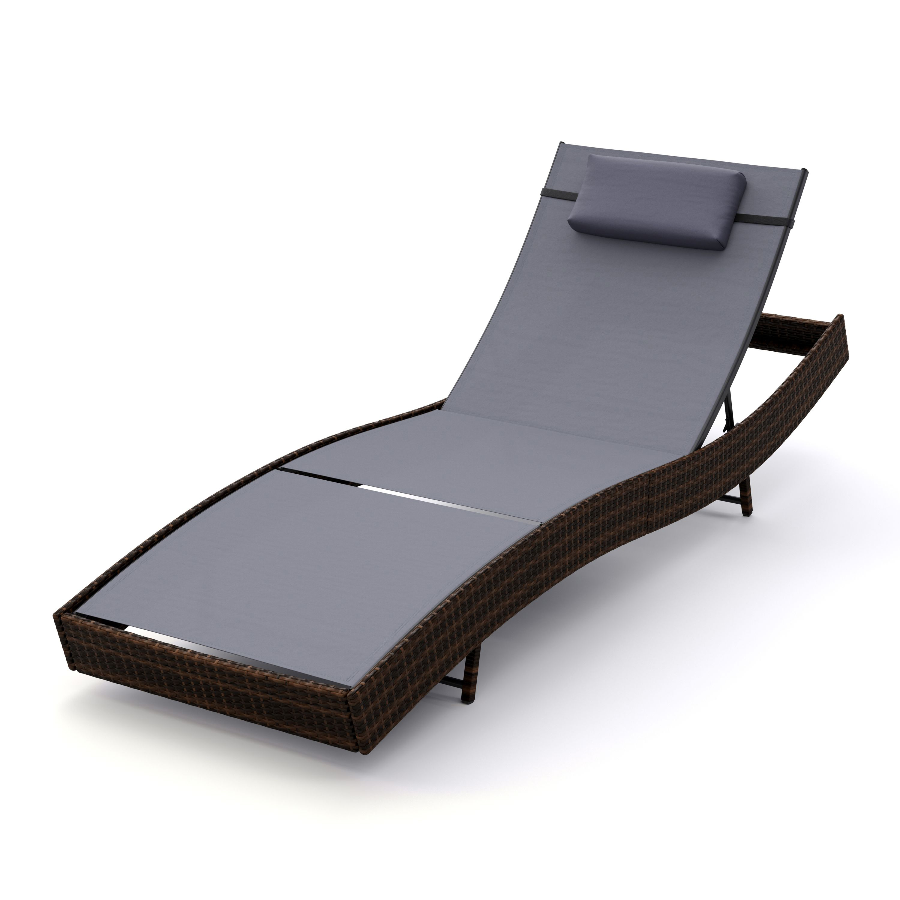 Liegestuhl Rattan WAVE braun