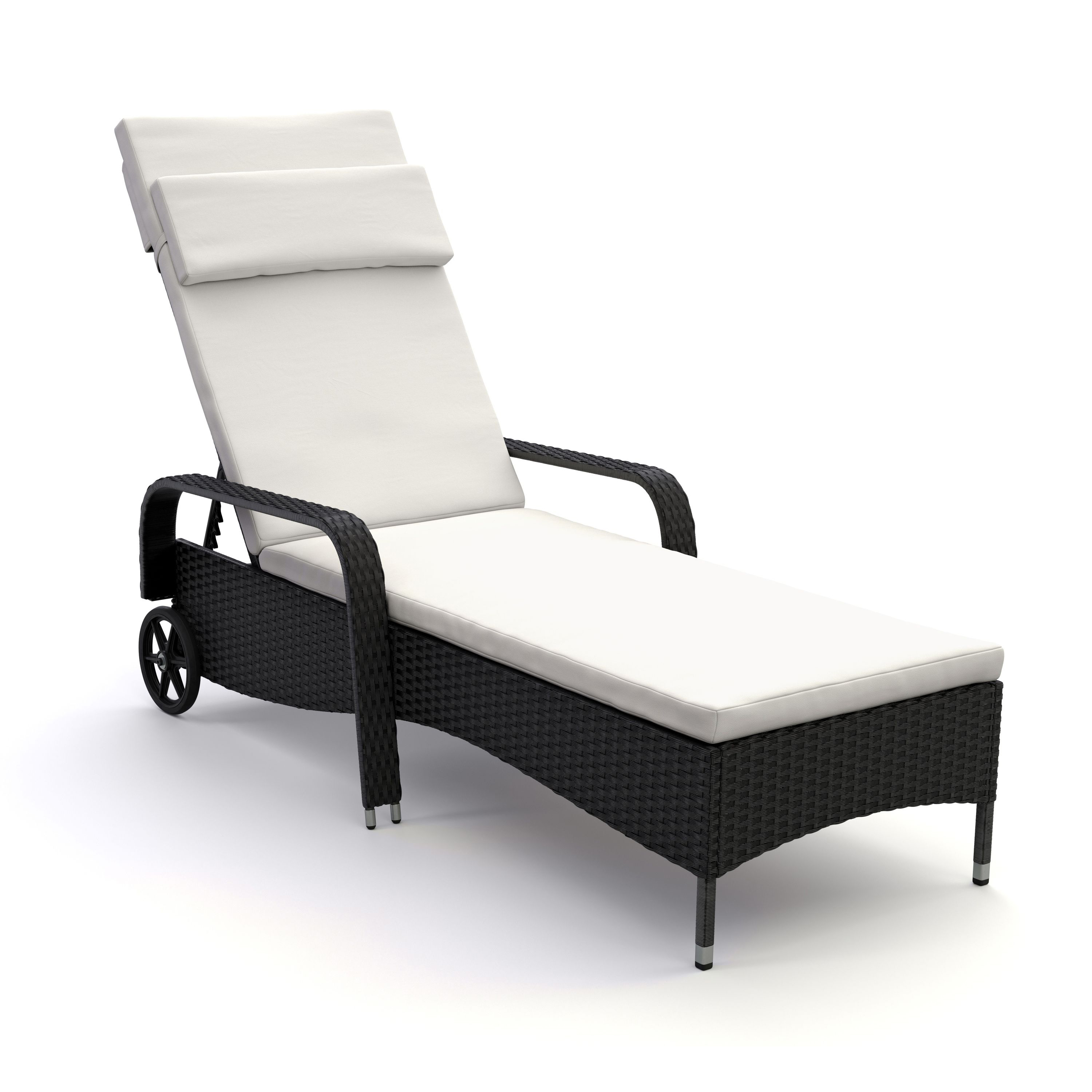Liegestuhl Rattan MAYA schwarz