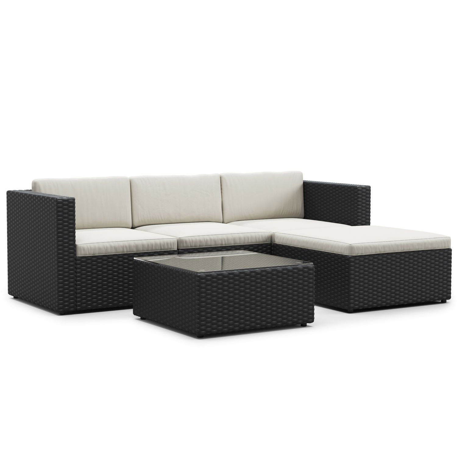 Rattanlounge MALIBU schwarz/beige