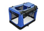 Hundebox faltbar L blau schräge Ansicht Wände offen