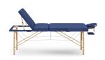 Massageliege Massagetisch 3 Zonen blau Seitenansicht geöffent