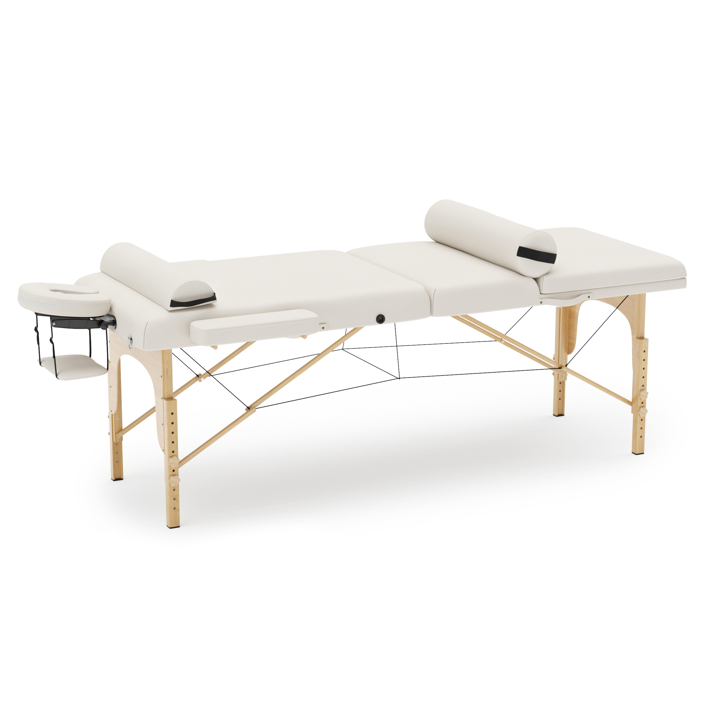 Massageliege 3-Zonen mit Lagerungsrollen weiss