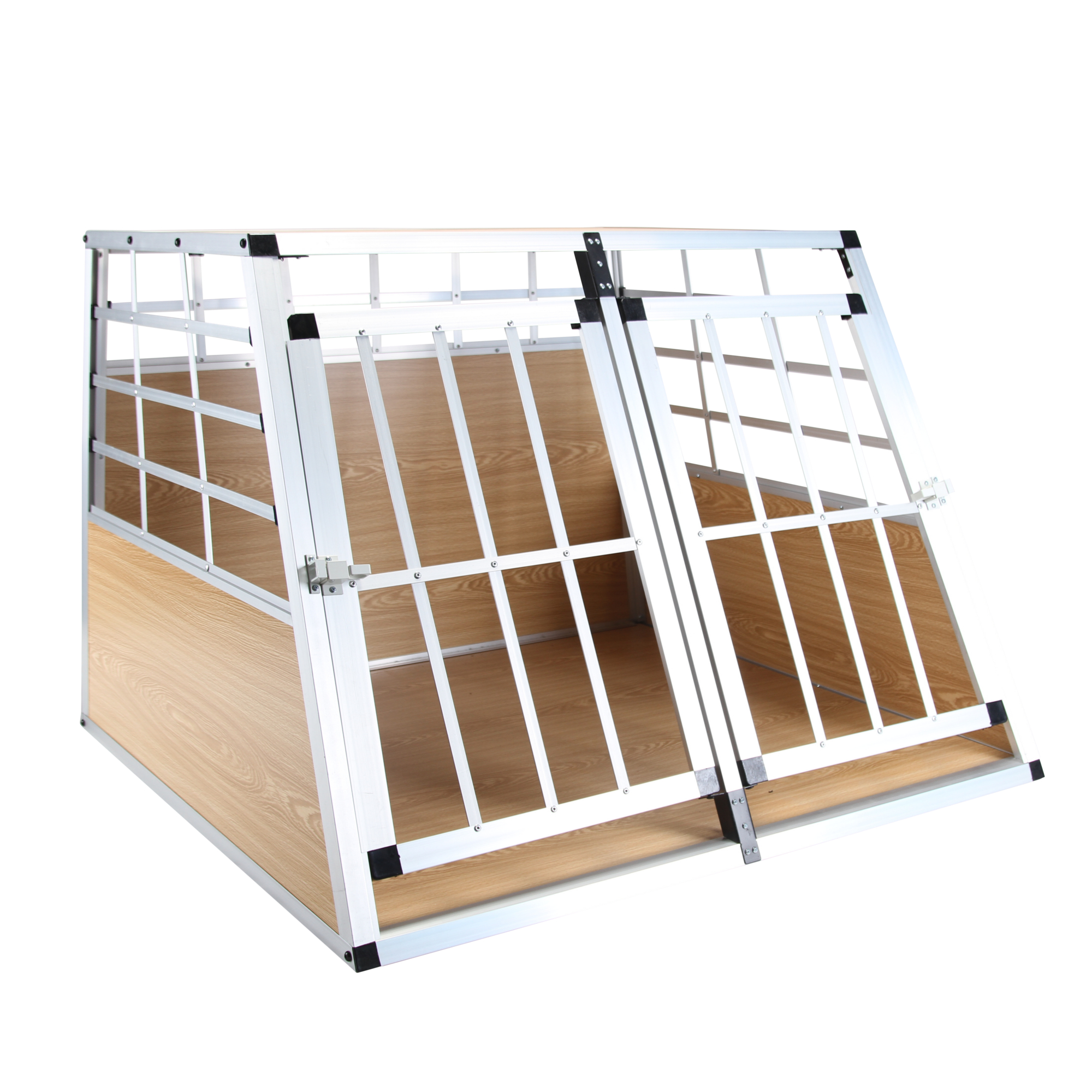 Hundebox Doppelbox Alu M hellbraun