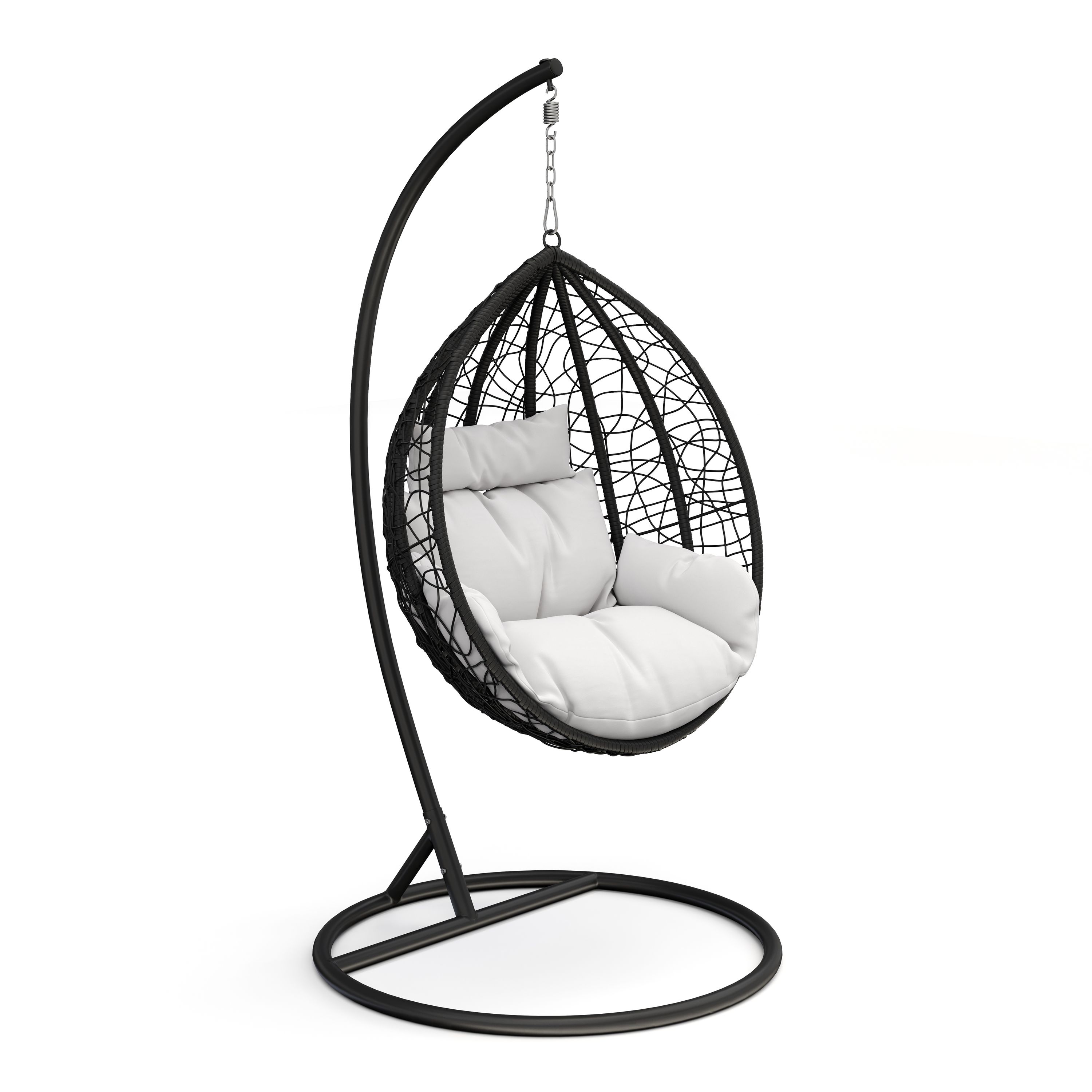 Hängesessel mit Gestell PANAMA schwarz/weiss