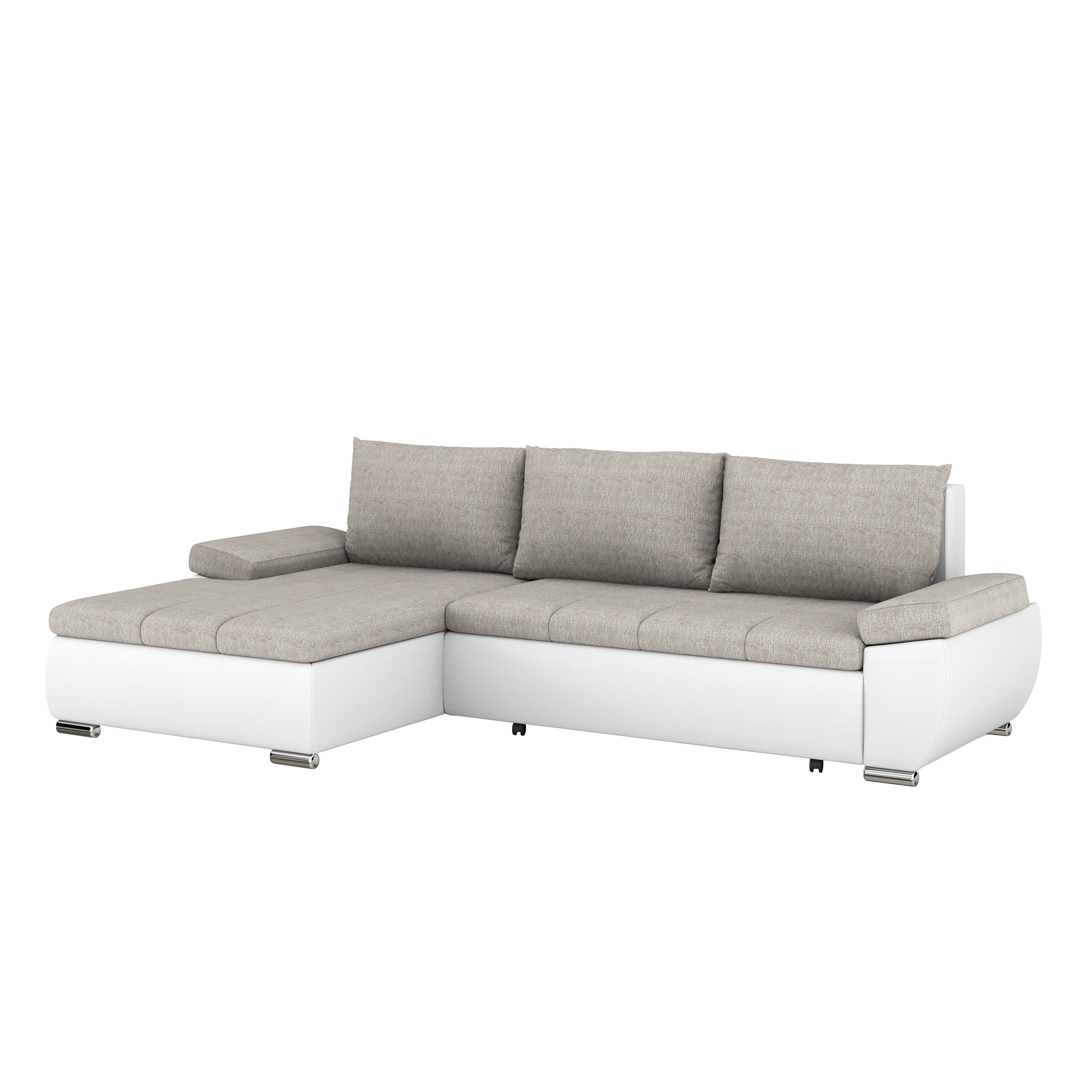 Ecksofa mit Schlaffunktion KIRA links weiss/grau
