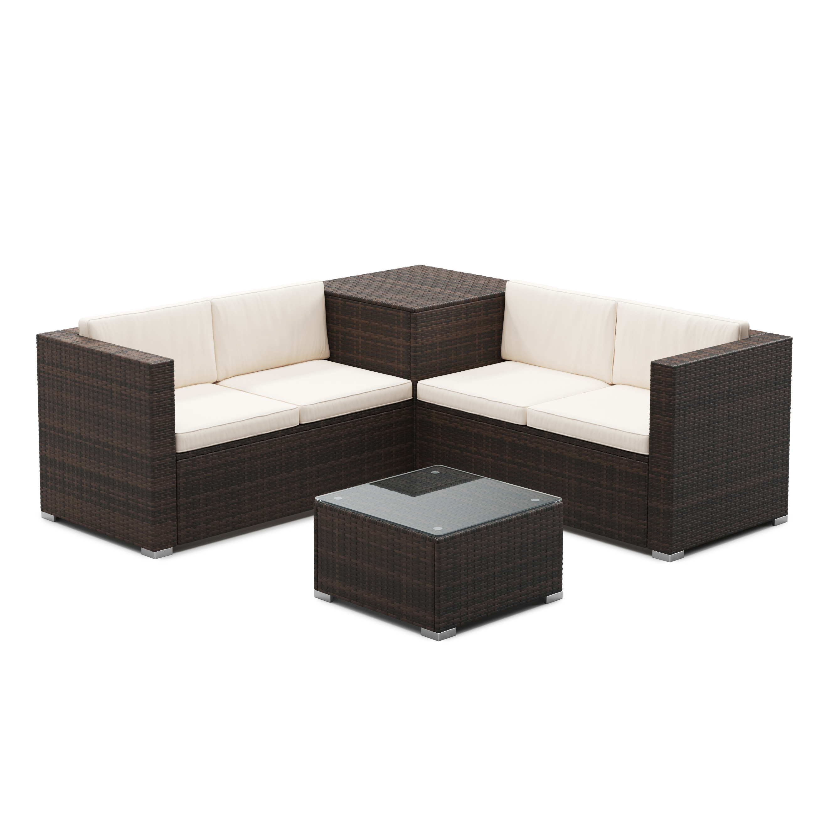 Rattanlounge SAN MARINO dunkelbraun/beige