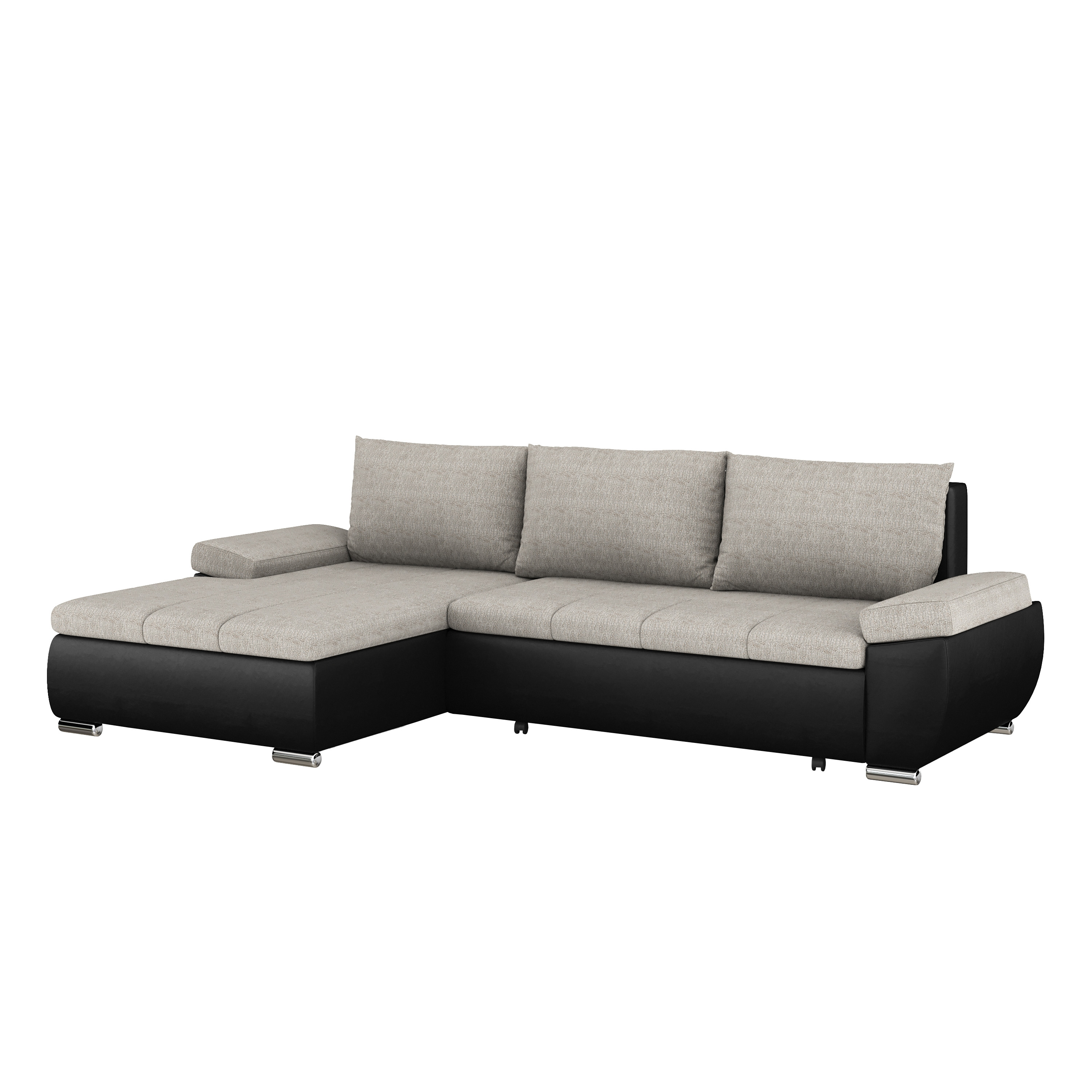 Ecksofa mit Schlaffunktion KIRA links schwarz/grau