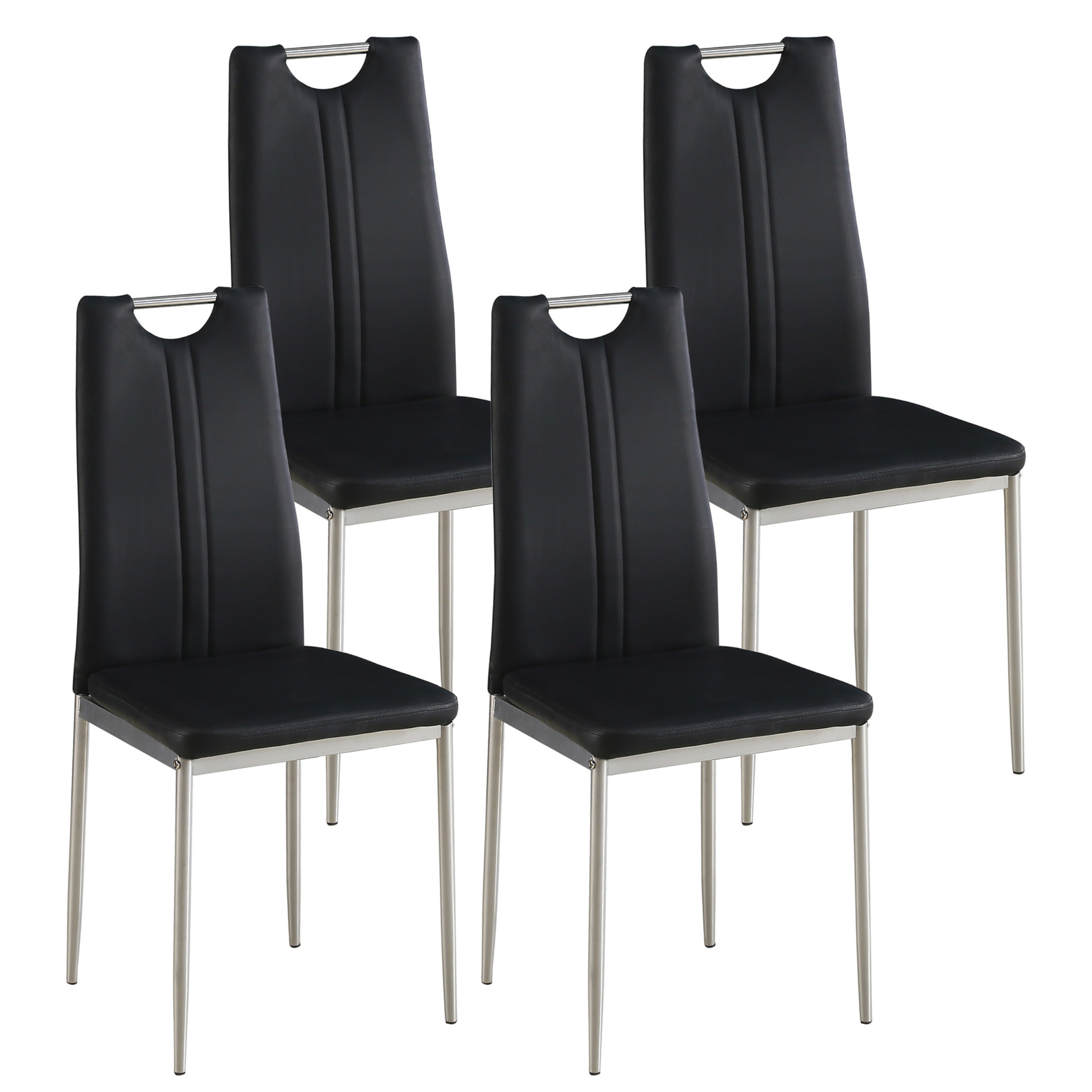 Esszimmerstuhl Leder IVO 4er Set schwarz