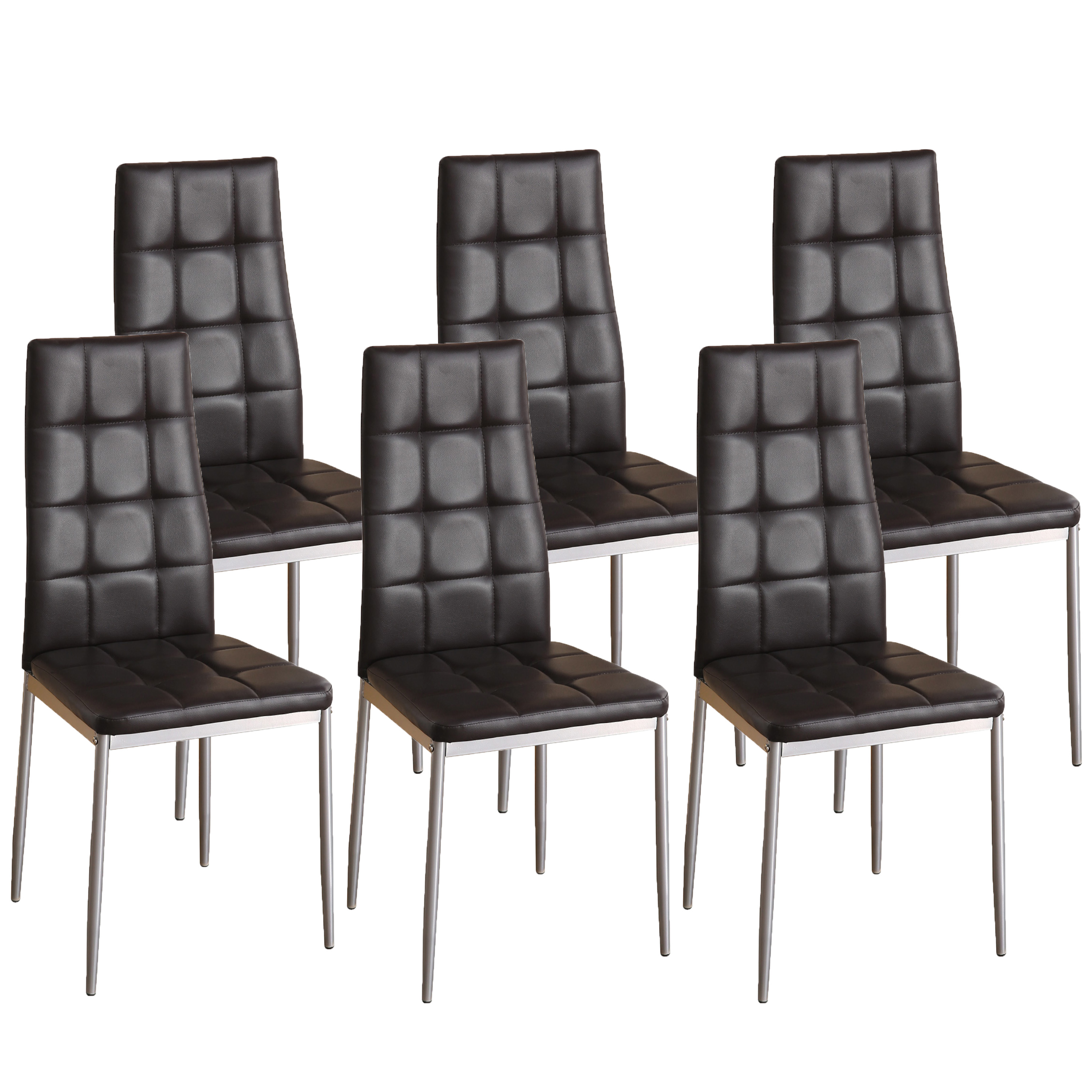 Esszimmerstuhl Leder MARC 6er Set braun