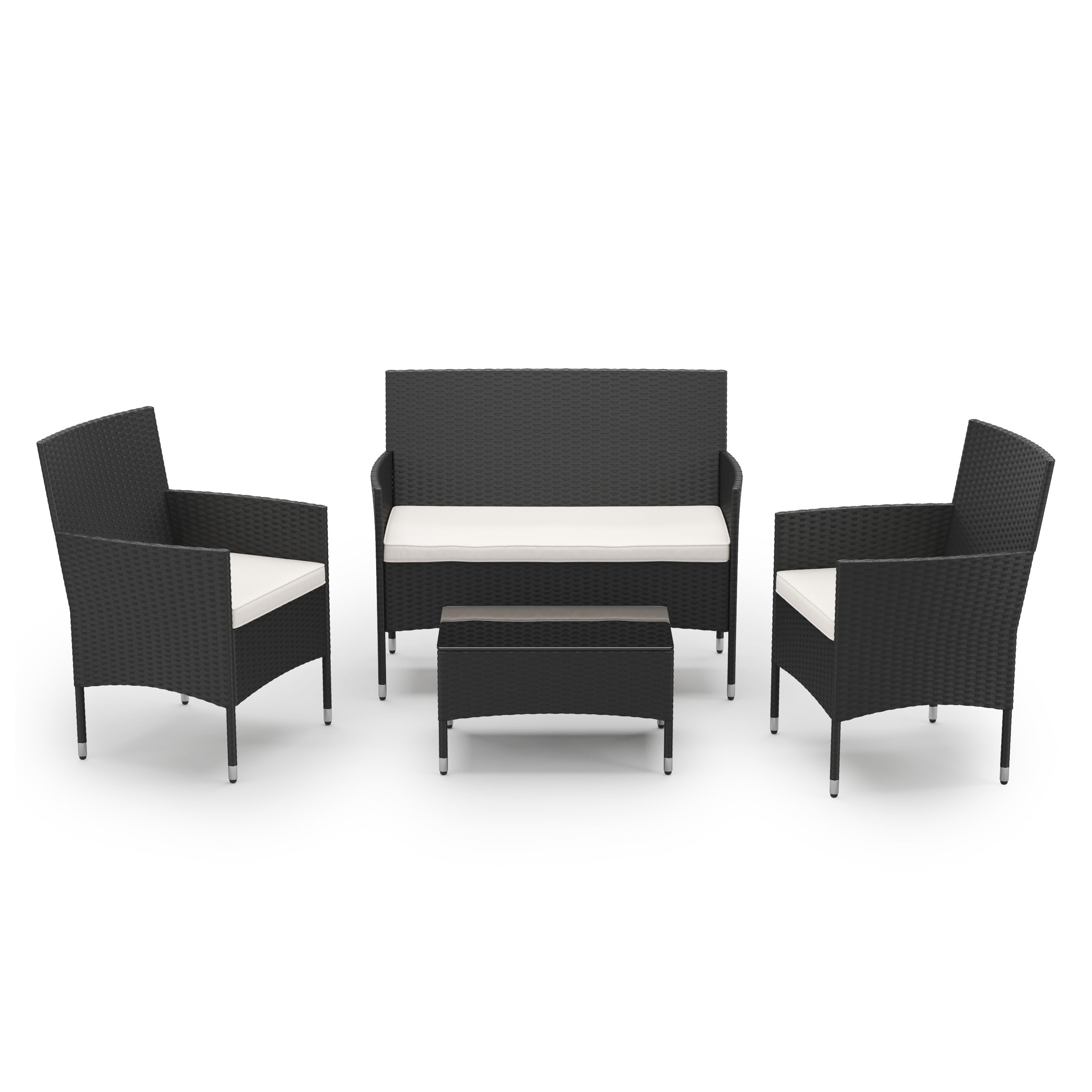 Gartenset Rattan MALIA schwarz/weiss