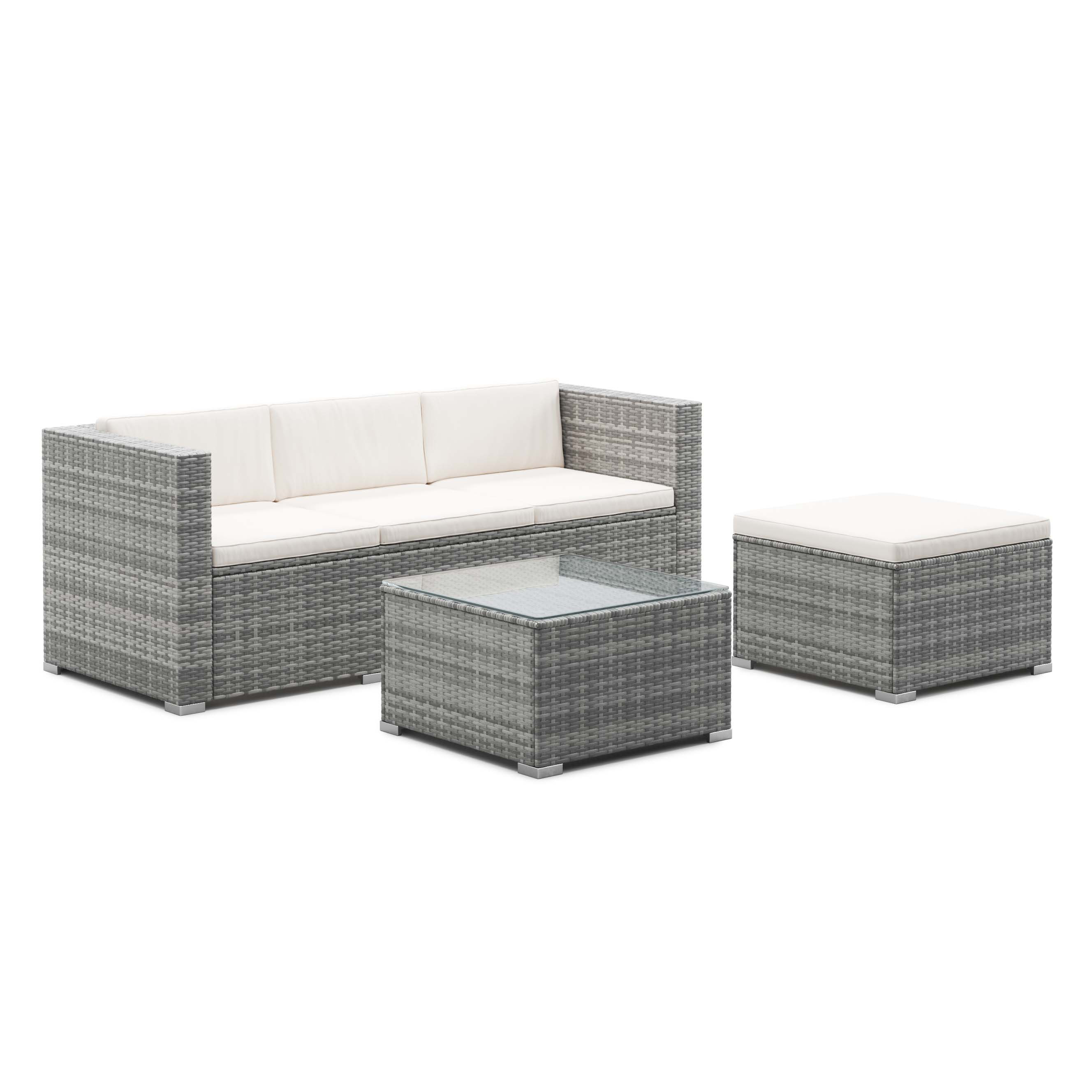 Rattanlounge NIZZA grau/beige