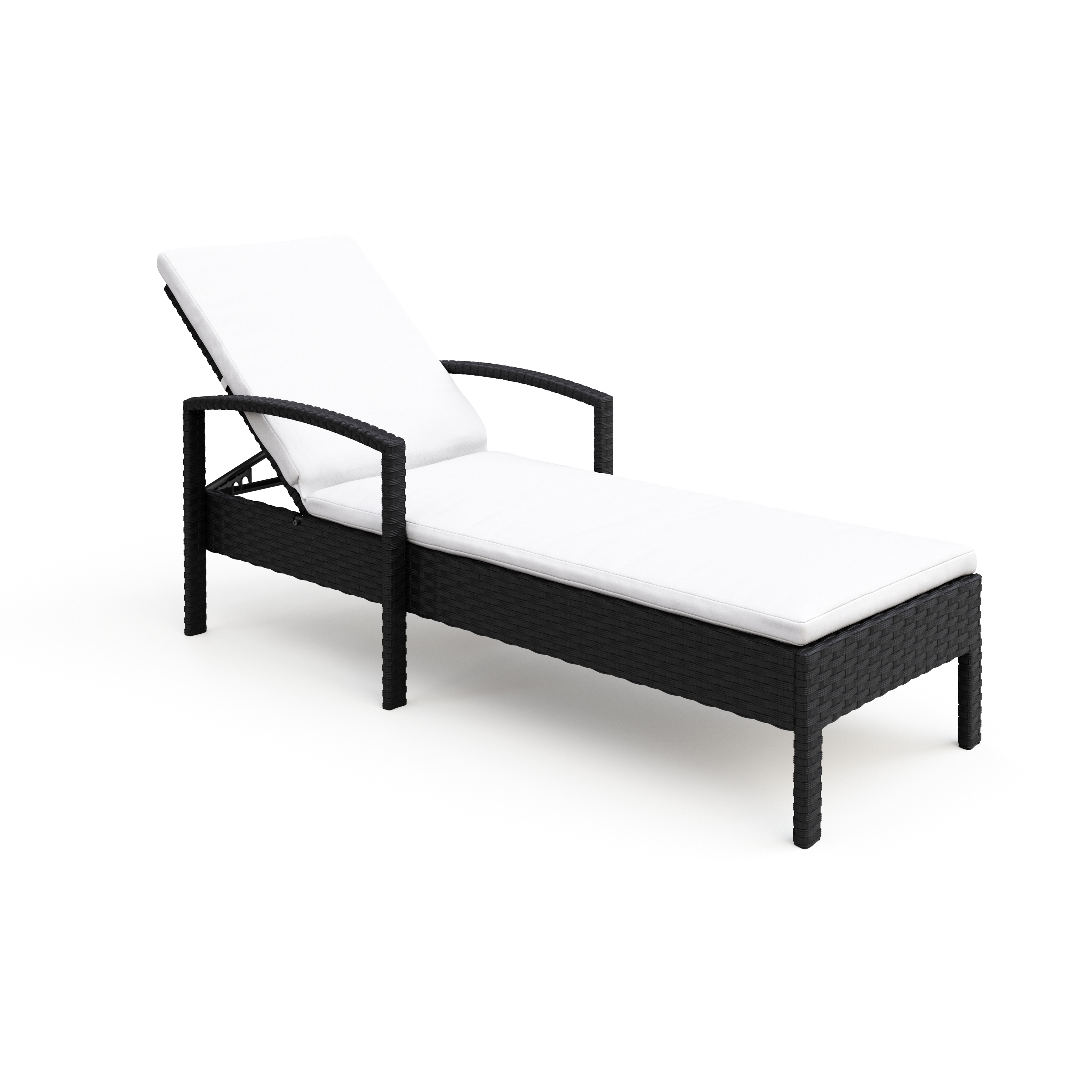 Liegestuhl Rattan TIMEA schwarz/weiss