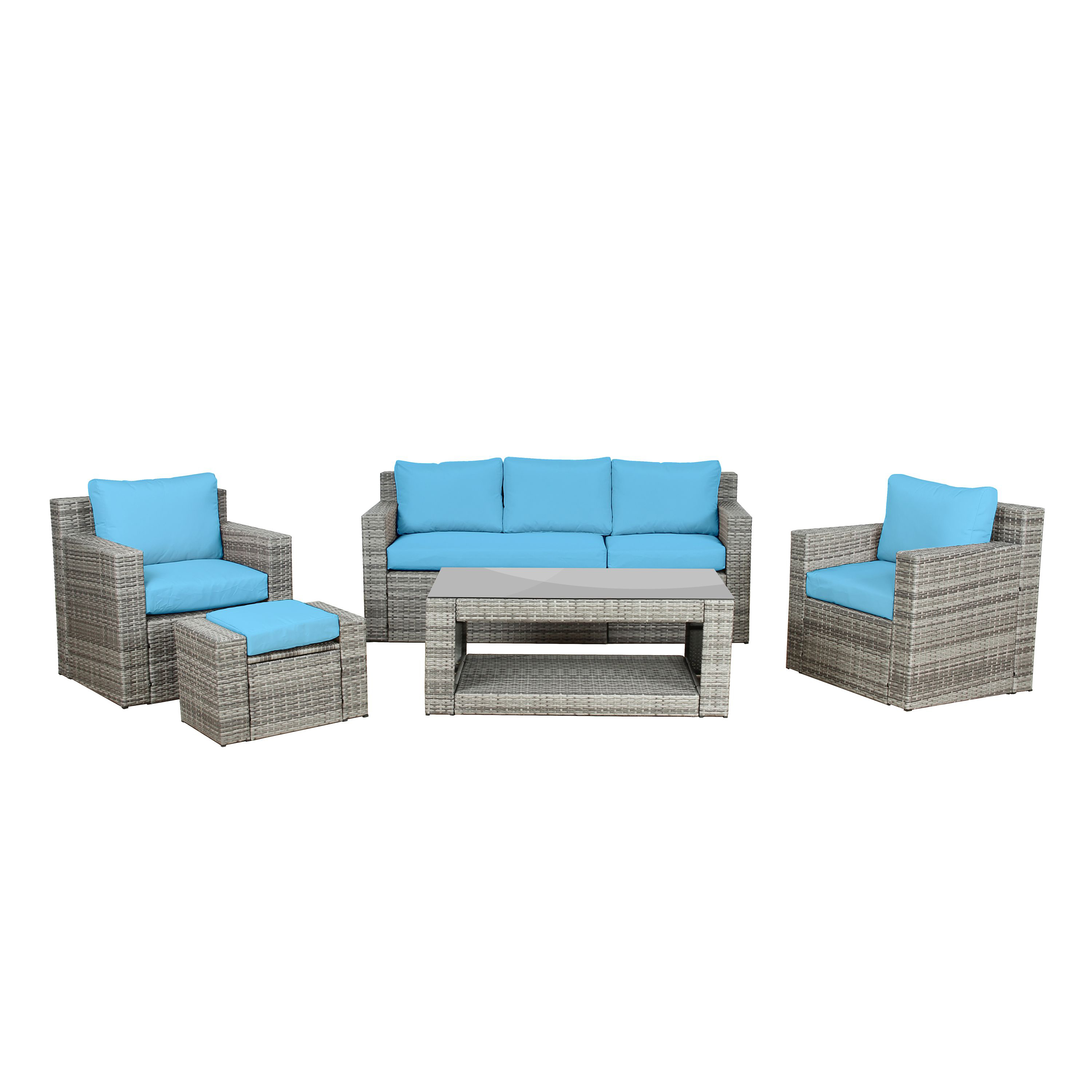 Kissenbezug Set für Rattanlounge MANILA 10-teilig türkis