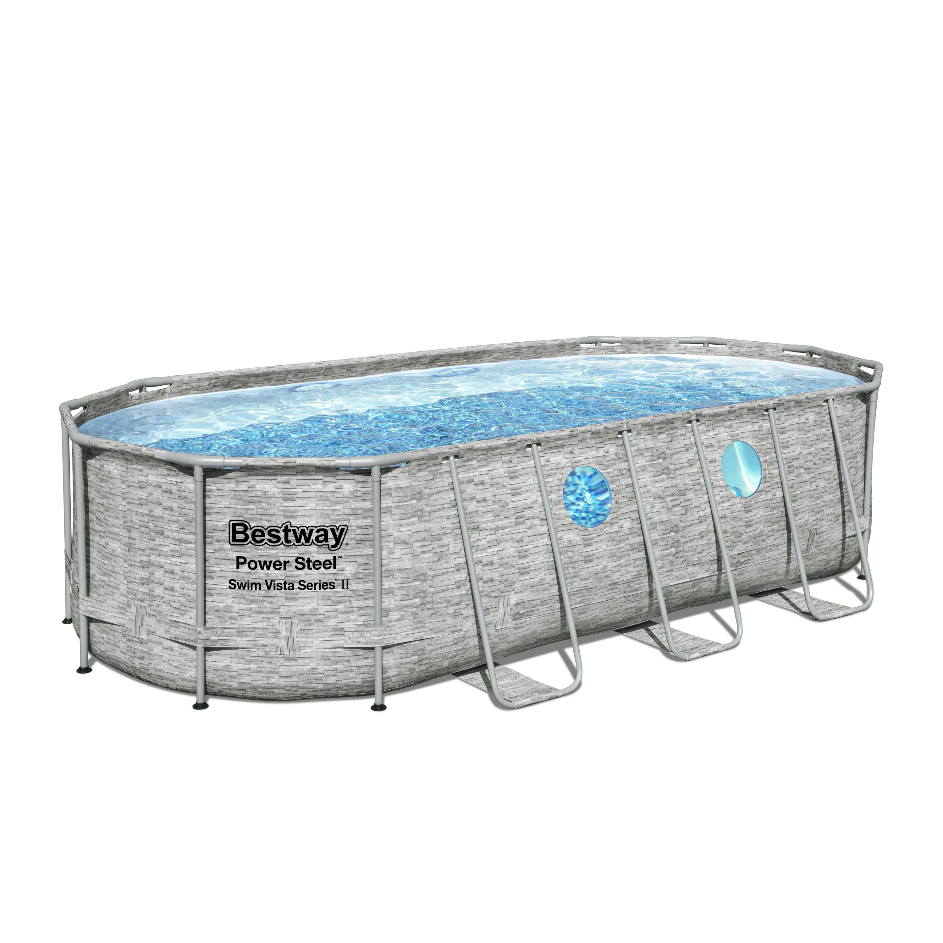 Bestway Pool Komplett-Set Steinwand-Optik 549 x 274 x 122 cm