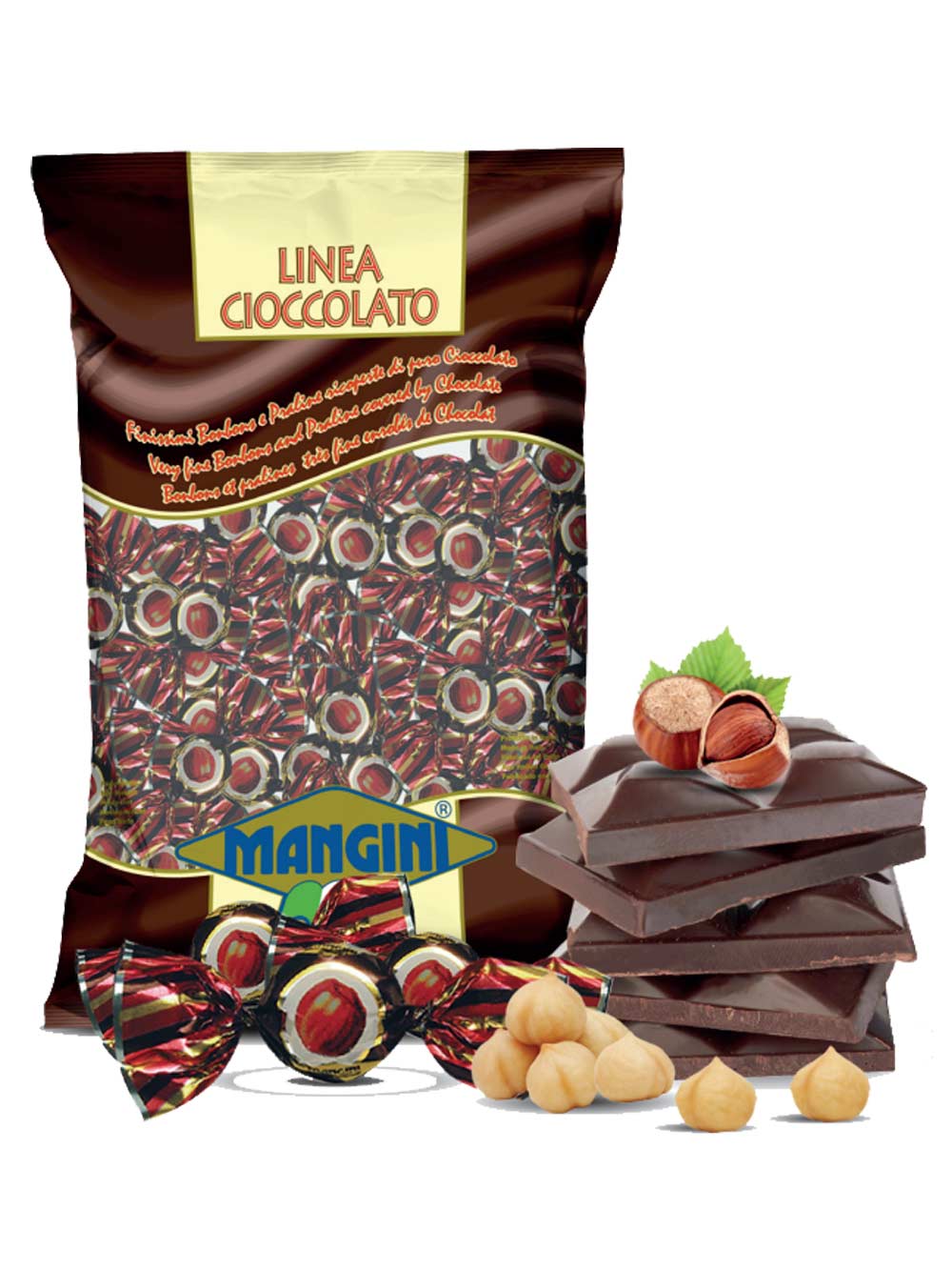Mangini Noccioletto Fondente, 90g Einzelverpackt Mangini Noccioletto Fondente, 90g Einzelverpackt