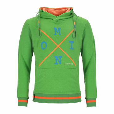 Wattlöper Herren Sweathoody mit Schriftzug "Moin" - Pullover mit Kapuze mit 3-farbigen Bändern, Farbe: apfelgrün