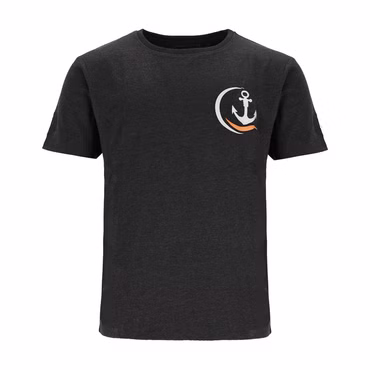 Wattlöper Herren T-Shirt mit Anker-Stickerei auf dem Rücken - Kurzarm-Shirt mit Rundhalsausschnitt, Farbe: 6400-anthrazit