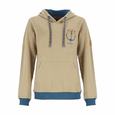 Wattlöper Unisex Sweathoody mit Front-Stickerei Anker im Kreis-Design und MOIN-Stickerei - Kapuzenpullover mit Kängurutasche, Farbe: 2200-beige