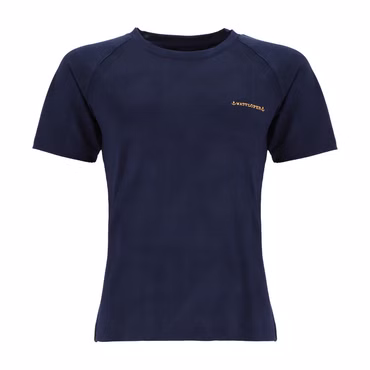 Wattlöper Damen Funktions-T-Shirt mit Dreieck-Allover-Muster - Kurzarm-Shirt Funktionsshirt schnell trocknend, Farbe: 6800-dunkelblau